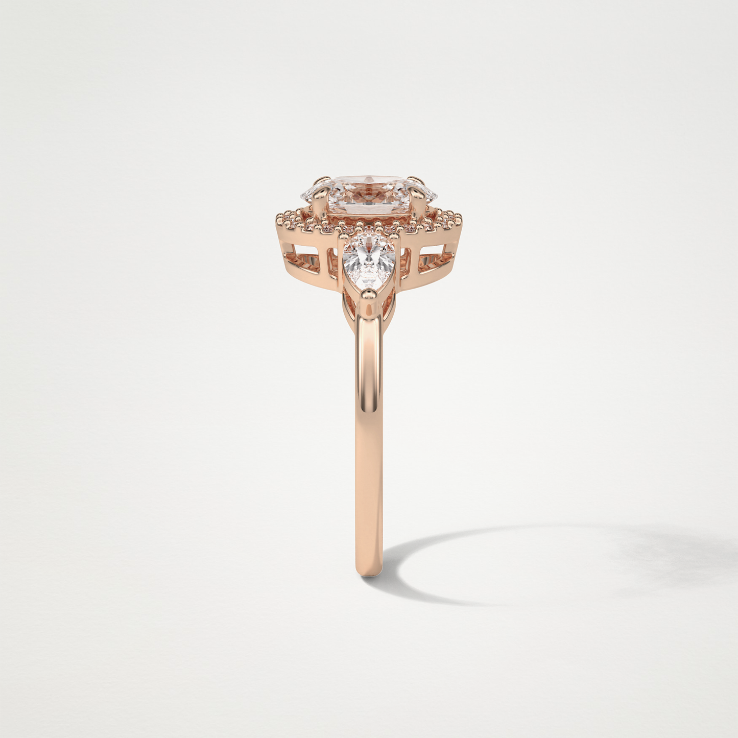 Oval Halo & 3 Stone Moissanite Engagement Ring – 1 .33 CT Lab-Created Brilliance in 10K/14K/18K Gold
