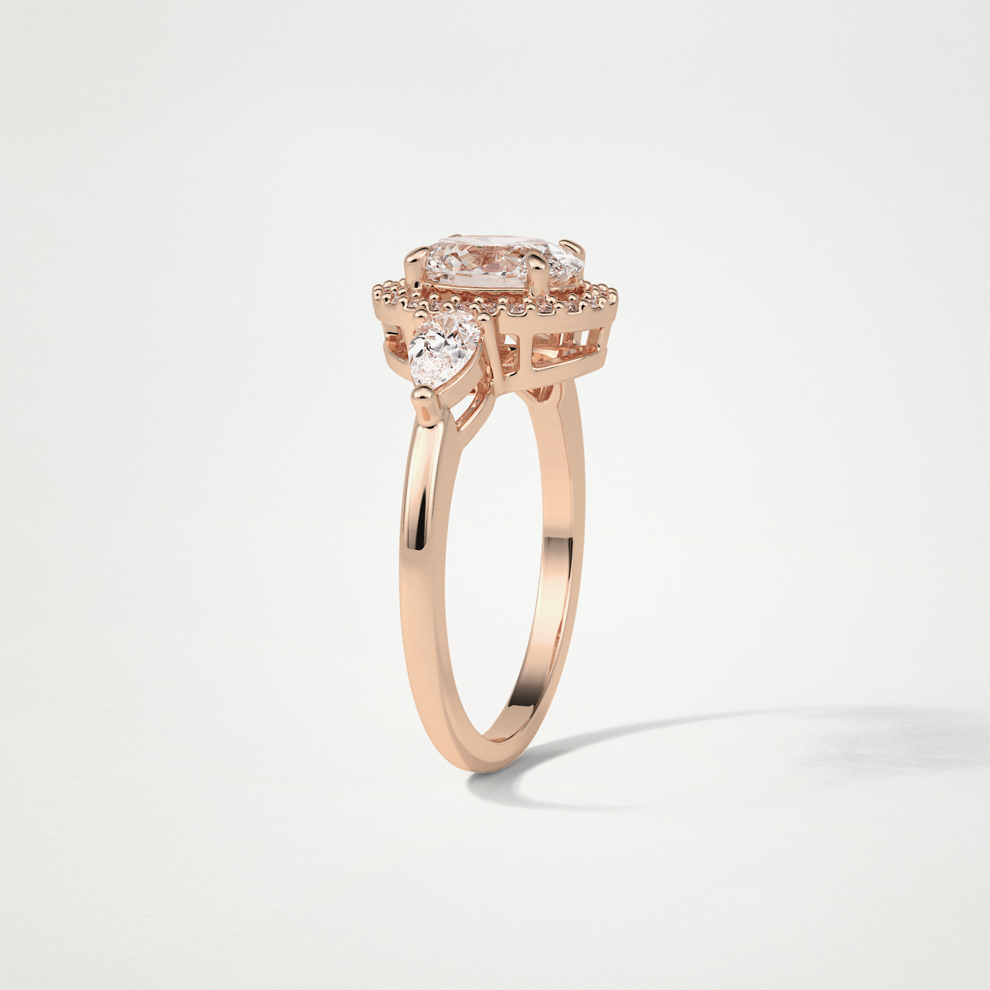 Oval Halo & 3 Stone Moissanite Engagement Ring – 1 .33 CT Lab-Created Brilliance in 10K/14K/18K Gold