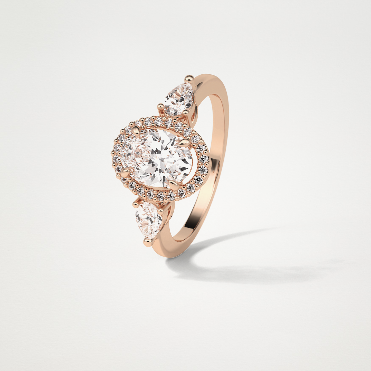 Oval Halo & 3 Stone Moissanite Engagement Ring – 1 .33 CT Lab-Created Brilliance in 10K/14K/18K Gold