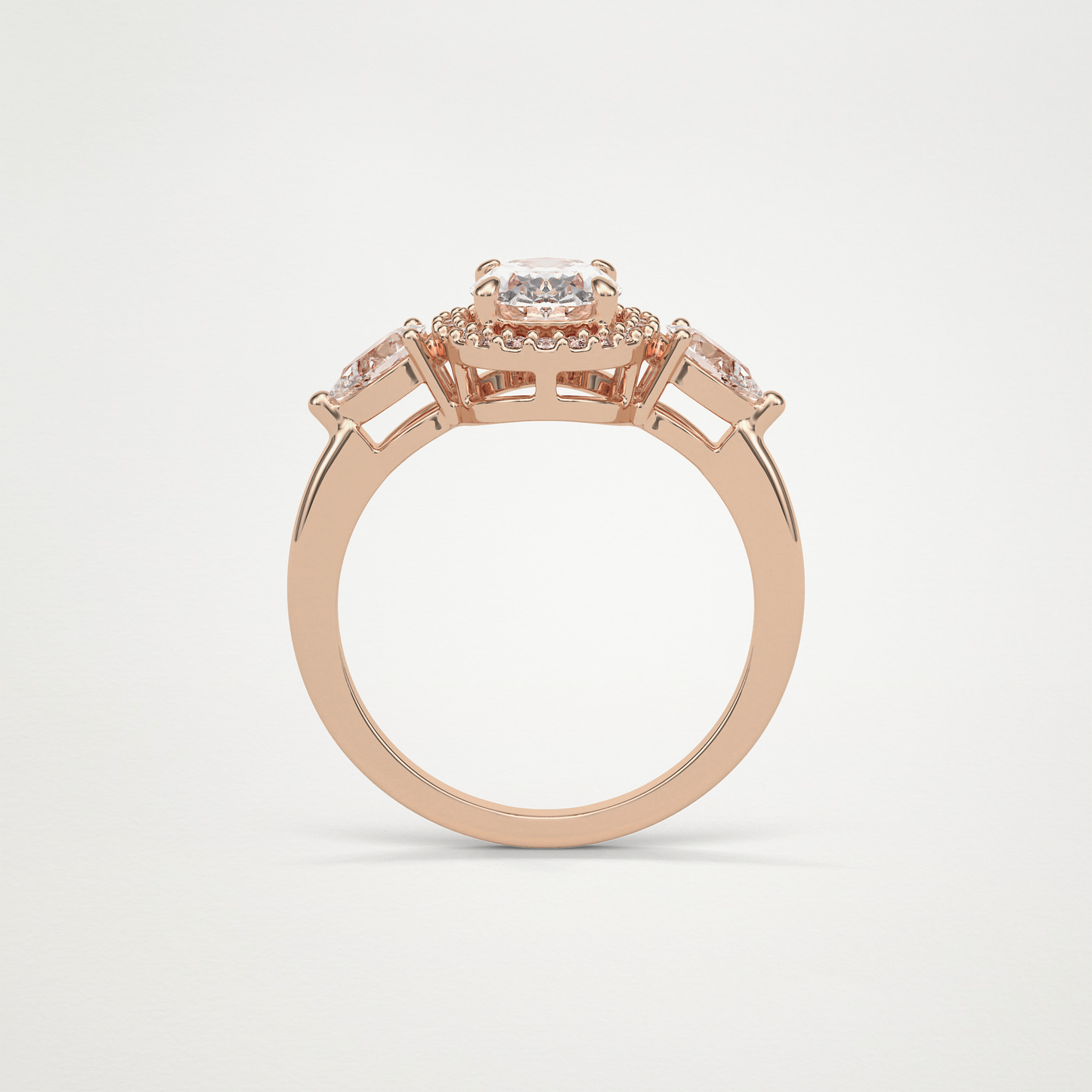 Oval Halo & 3 Stone Moissanite Engagement Ring – 1 .33 CT Lab-Created Brilliance in 10K/14K/18K Gold
