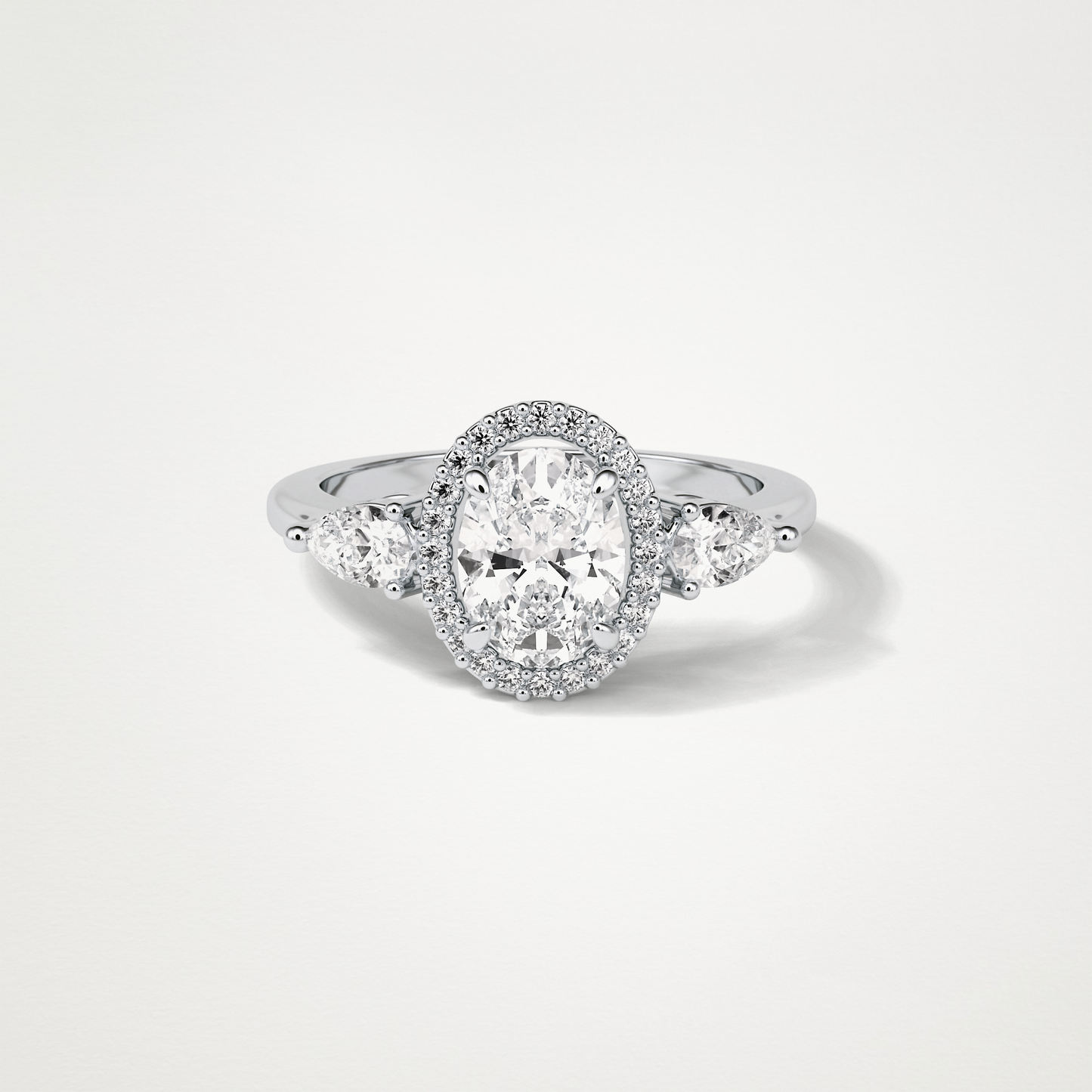 Oval Halo & 3 Stone Moissanite Engagement Ring – 1 .33 CT Lab-Created Brilliance in 10K/14K/18K Gold