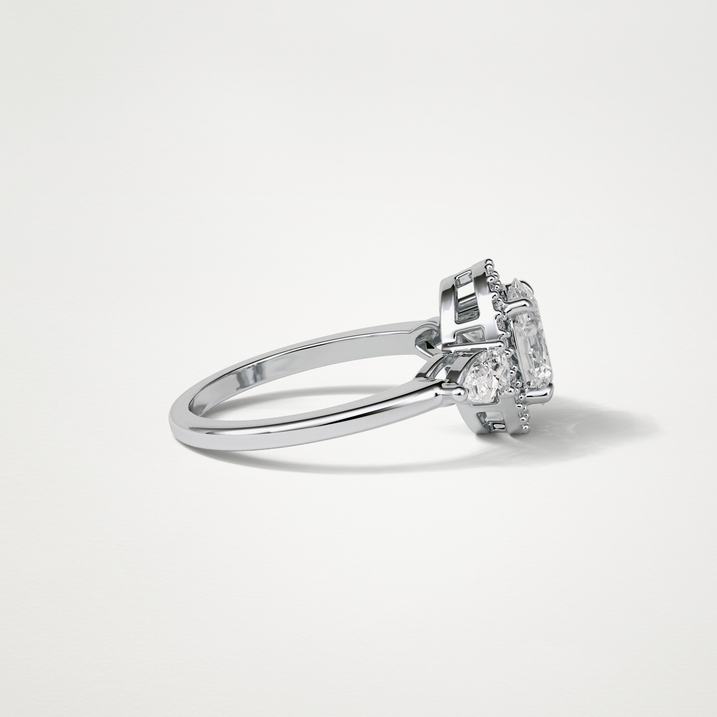 Oval Halo & 3 Stone Moissanite Engagement Ring – 1 .33 CT Lab-Created Brilliance in 10K/14K/18K Gold