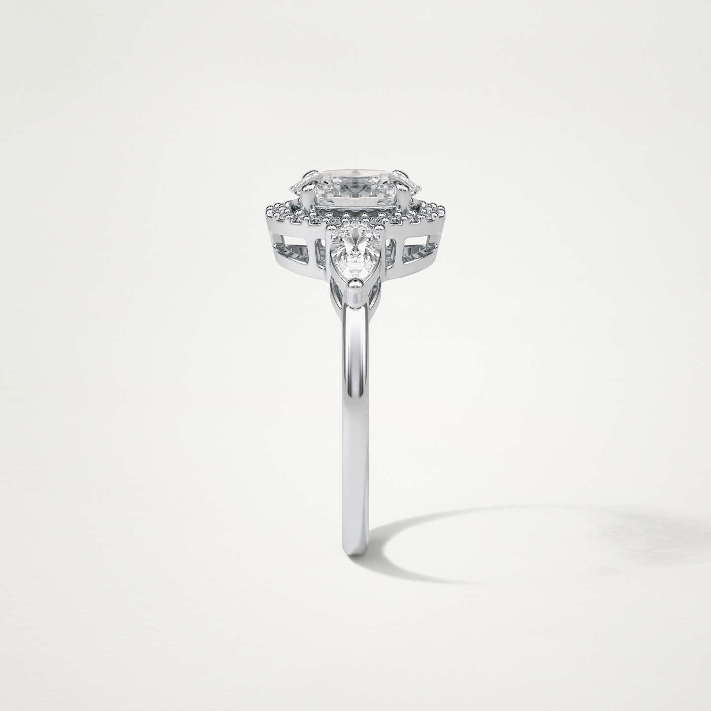Oval Halo & 3 Stone Moissanite Engagement Ring – 1 .33 CT Lab-Created Brilliance in 10K/14K/18K Gold