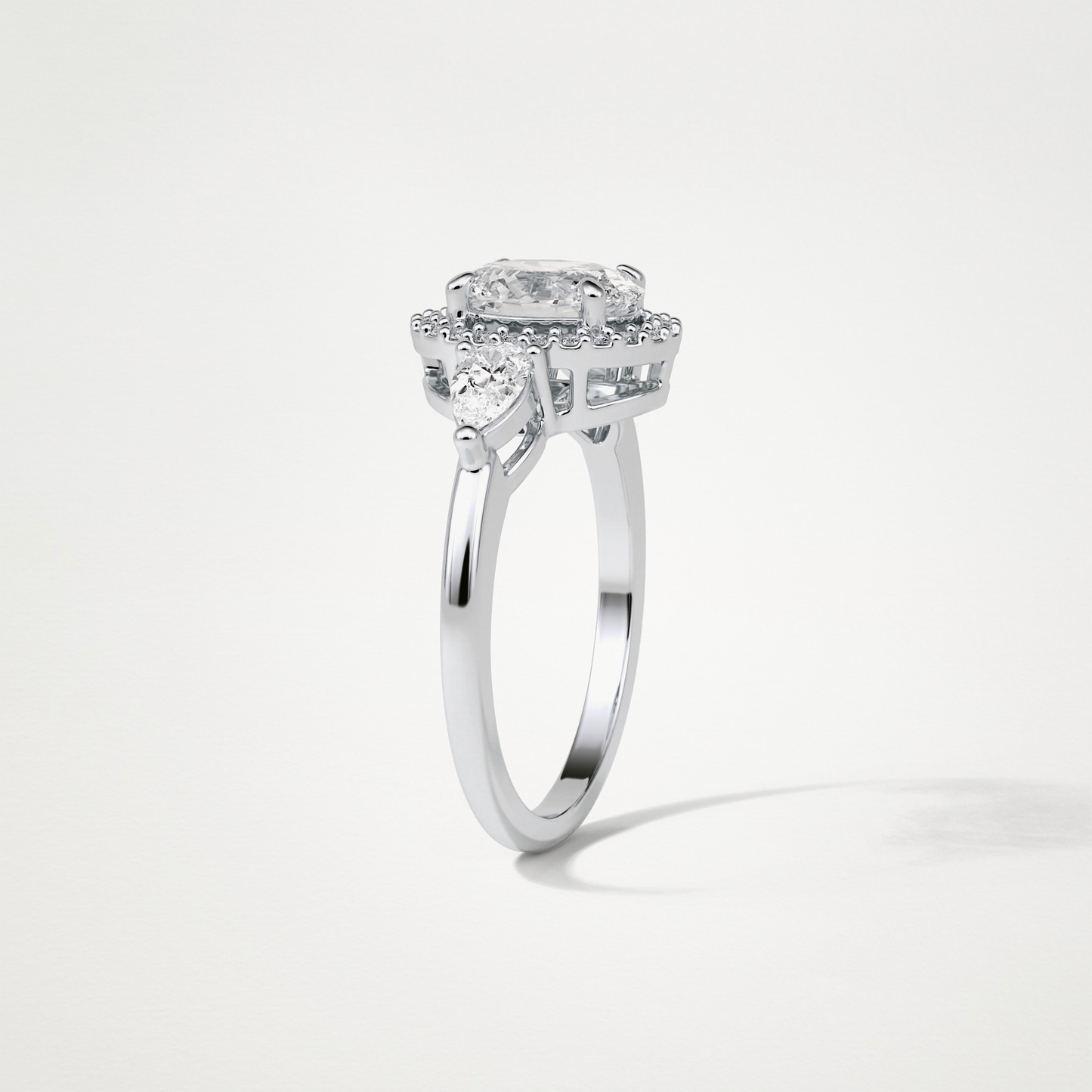 Oval Halo & 3 Stone Moissanite Engagement Ring – 1 .33 CT Lab-Created Brilliance in 10K/14K/18K Gold