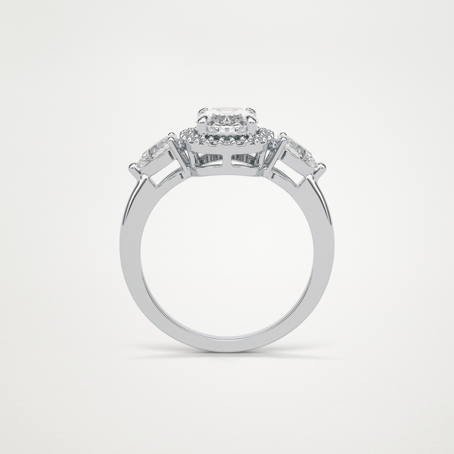 Oval Halo & 3 Stone Moissanite Engagement Ring – 1 .33 CT Lab-Created Brilliance in 10K/14K/18K Gold