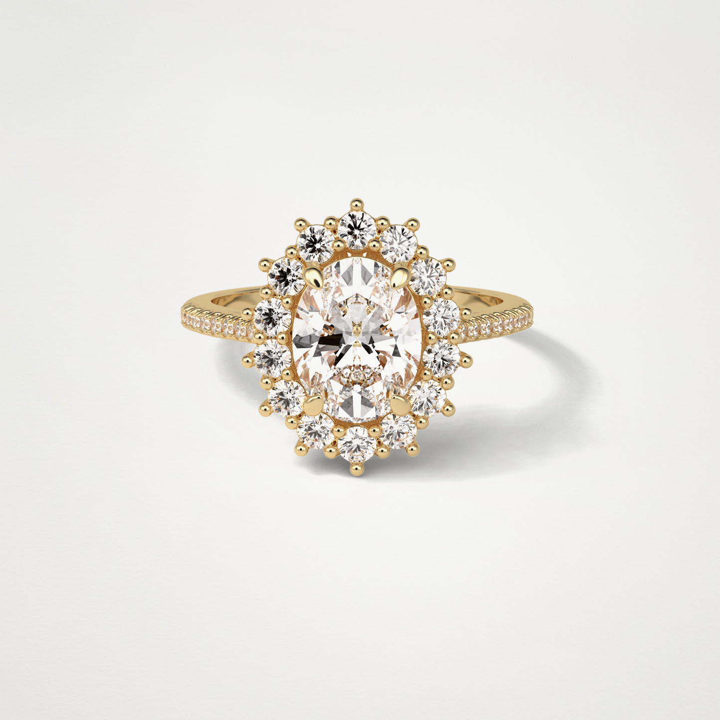 Oval Halo & Pave Moissanite Engagement Ring – 1.91 CT Lab-Created Brilliance in 10K/14K/18K Gold