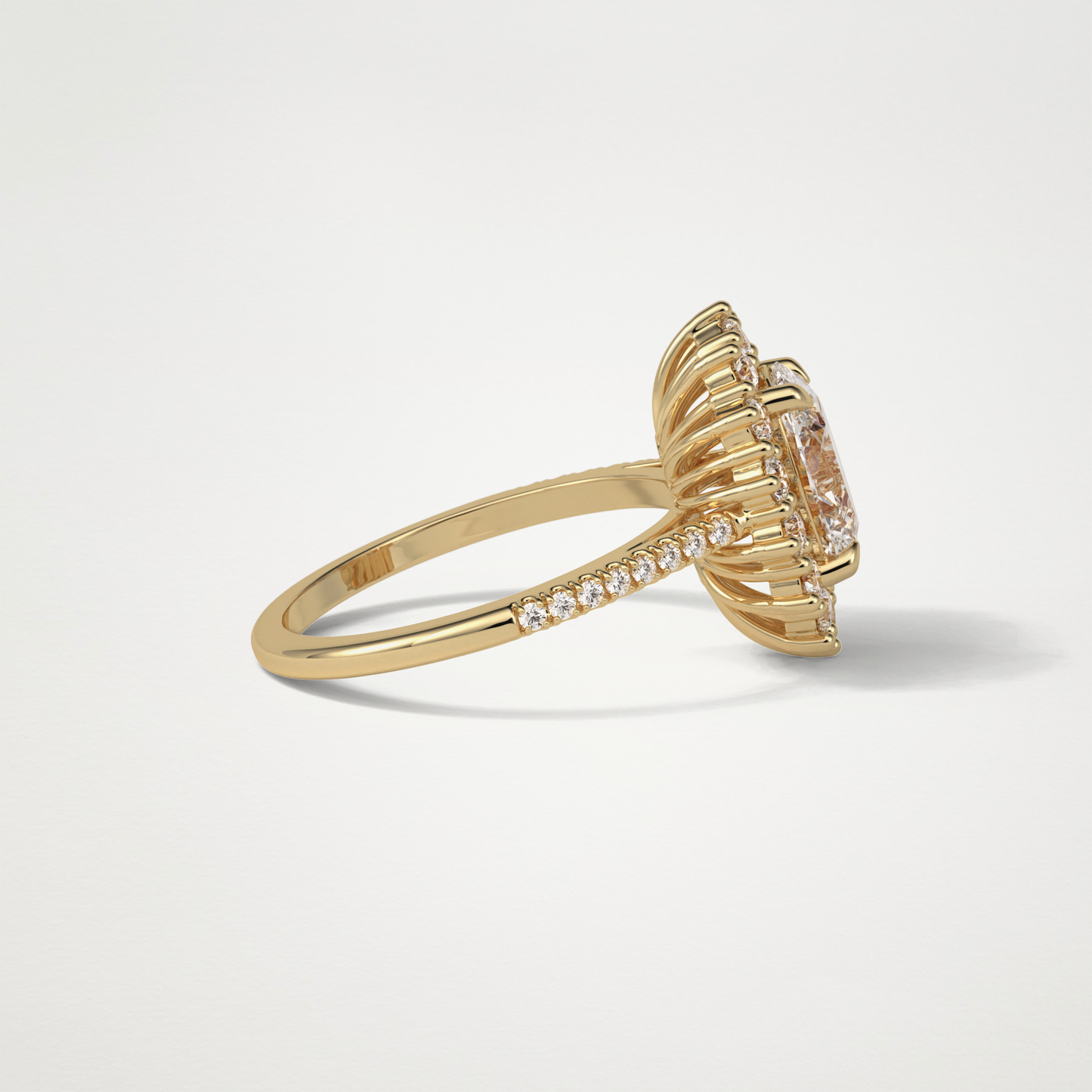 Oval Halo & Pave Moissanite Engagement Ring – 1.91 CT Lab-Created Brilliance in 10K/14K/18K Gold