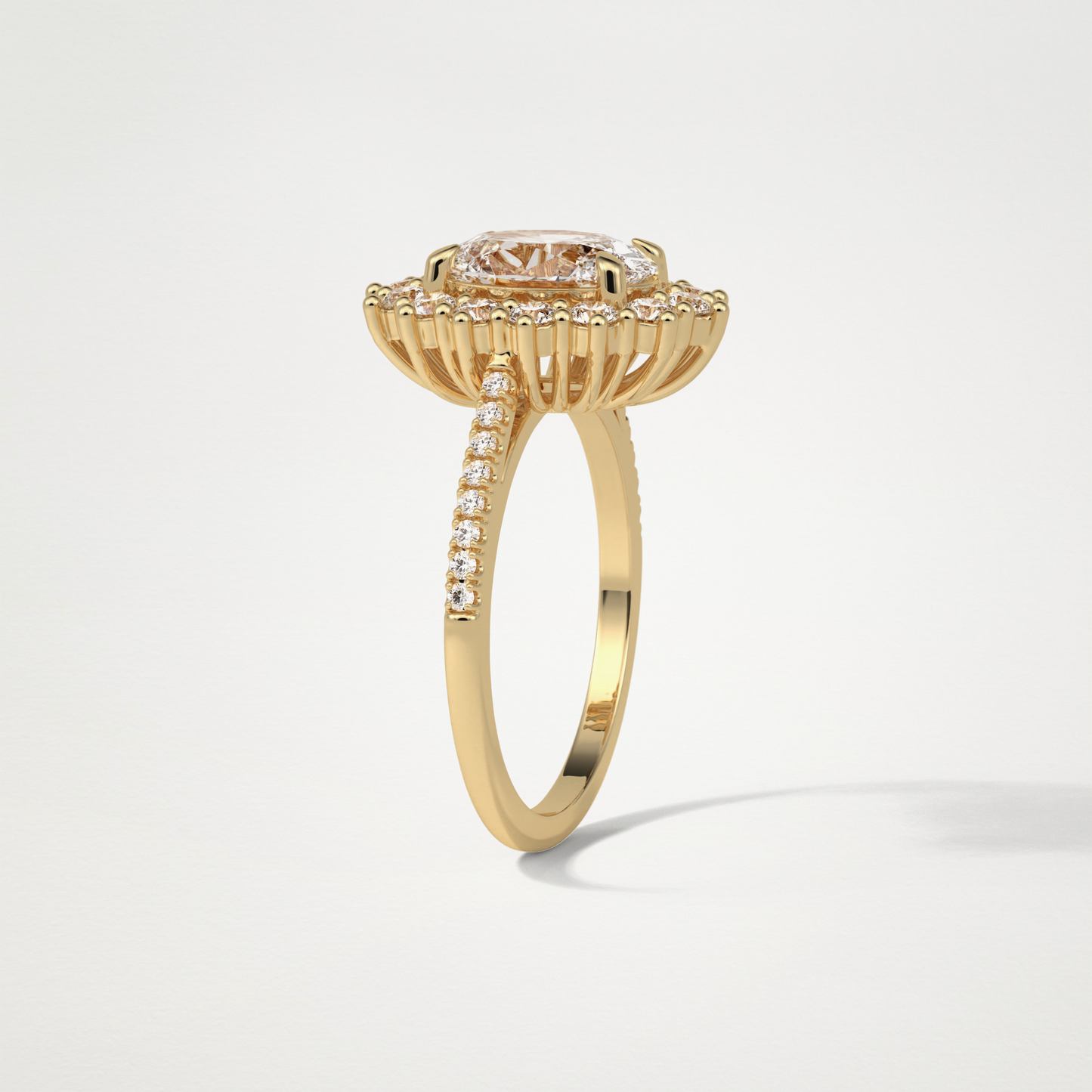Oval Halo & Pave Moissanite Engagement Ring – 1.91 CT Lab-Created Brilliance in 10K/14K/18K Gold