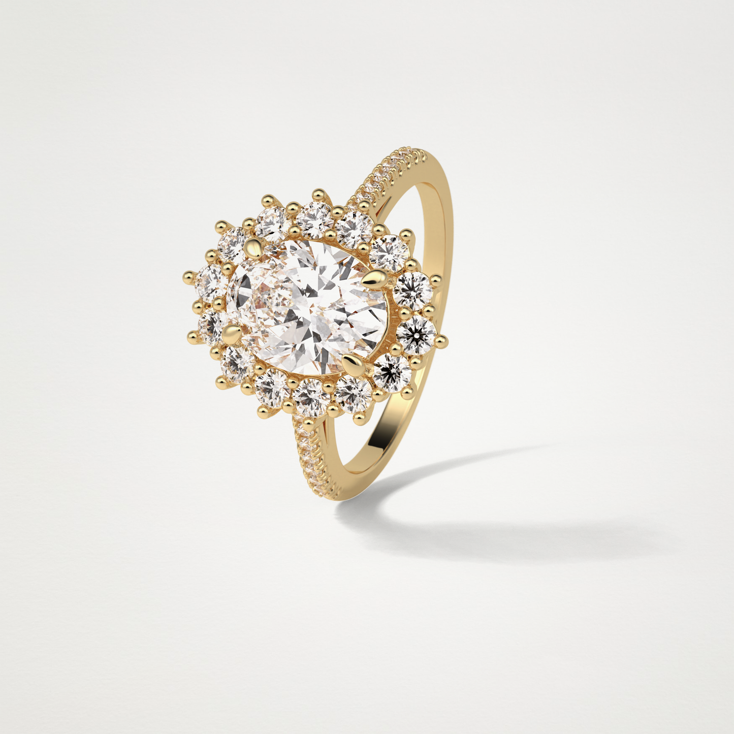 Oval Halo & Pave Moissanite Engagement Ring – 1.91 CT Lab-Created Brilliance in 10K/14K/18K Gold