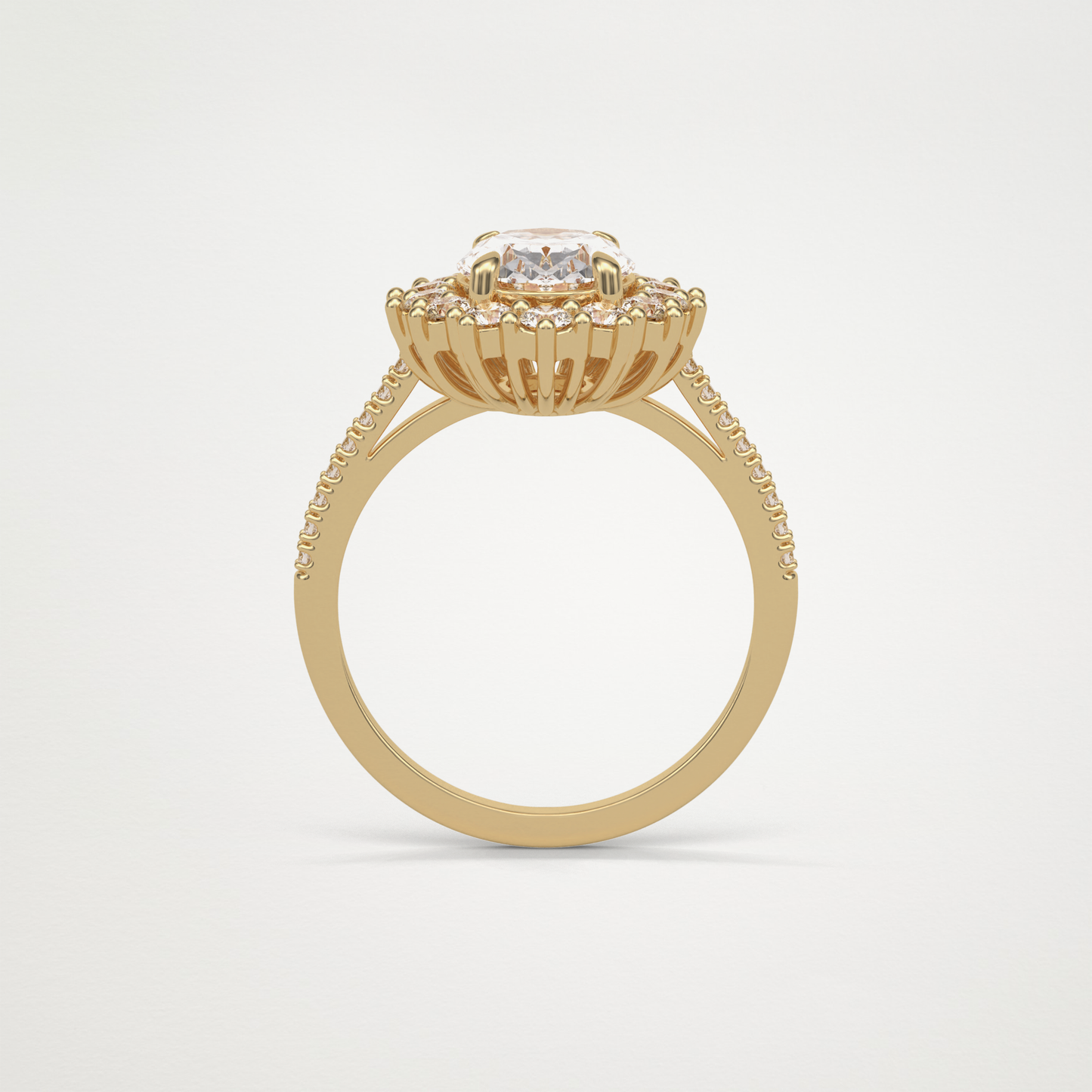 Oval Halo & Pave Moissanite Engagement Ring – 1.91 CT Lab-Created Brilliance in 10K/14K/18K Gold