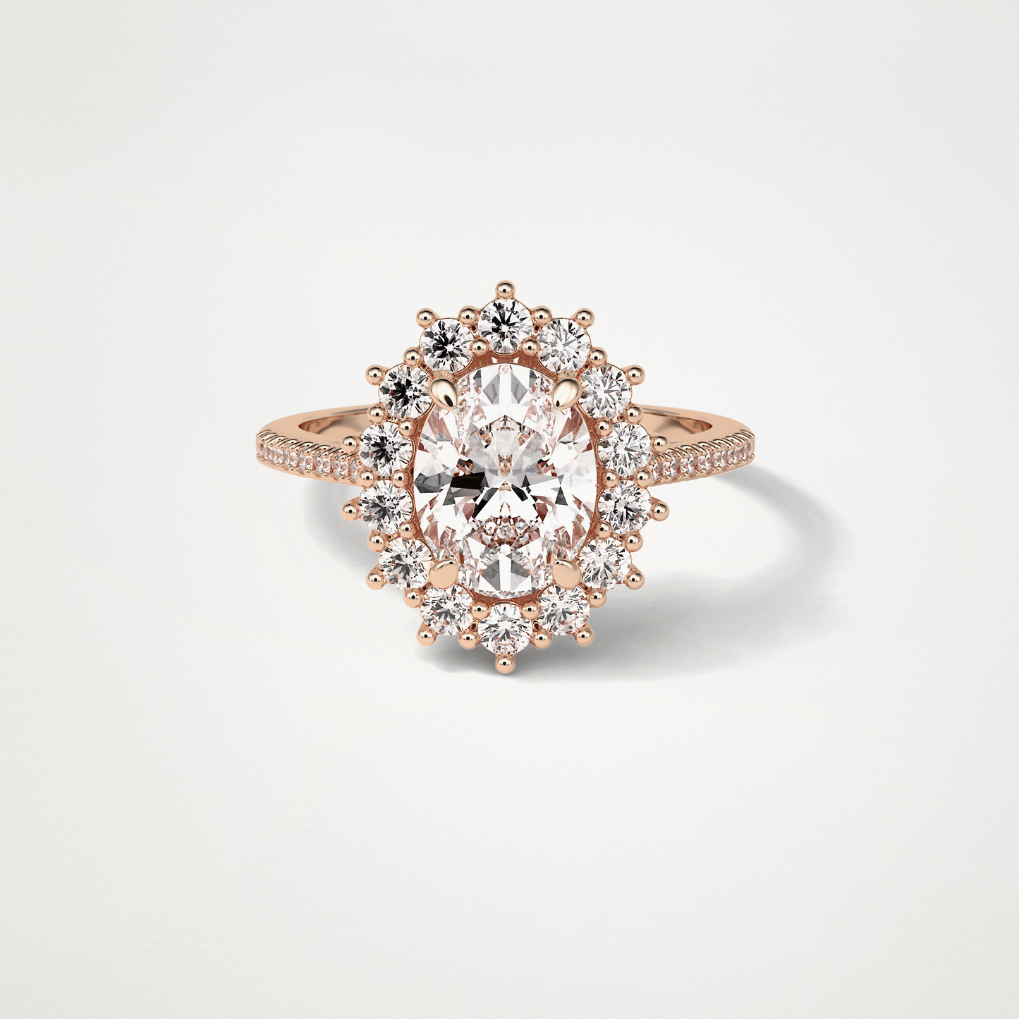 Oval Halo & Pave Moissanite Engagement Ring – 1.91 CT Lab-Created Brilliance in 10K/14K/18K Gold