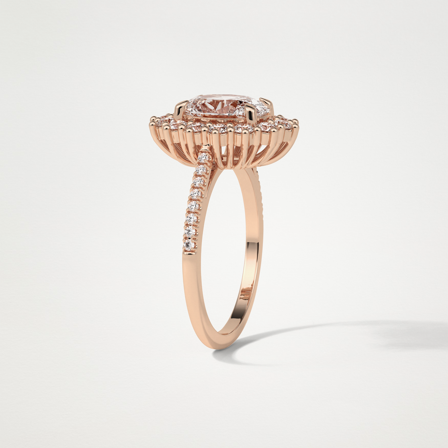 Oval Halo & Pave Moissanite Engagement Ring – 1.91 CT Lab-Created Brilliance in 10K/14K/18K Gold