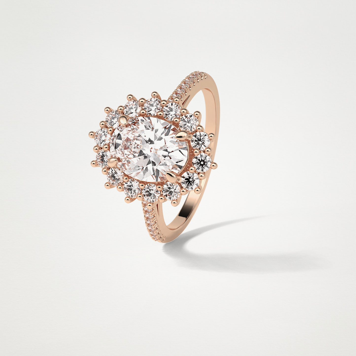 Oval Halo & Pave Moissanite Engagement Ring – 1.91 CT Lab-Created Brilliance in 10K/14K/18K Gold