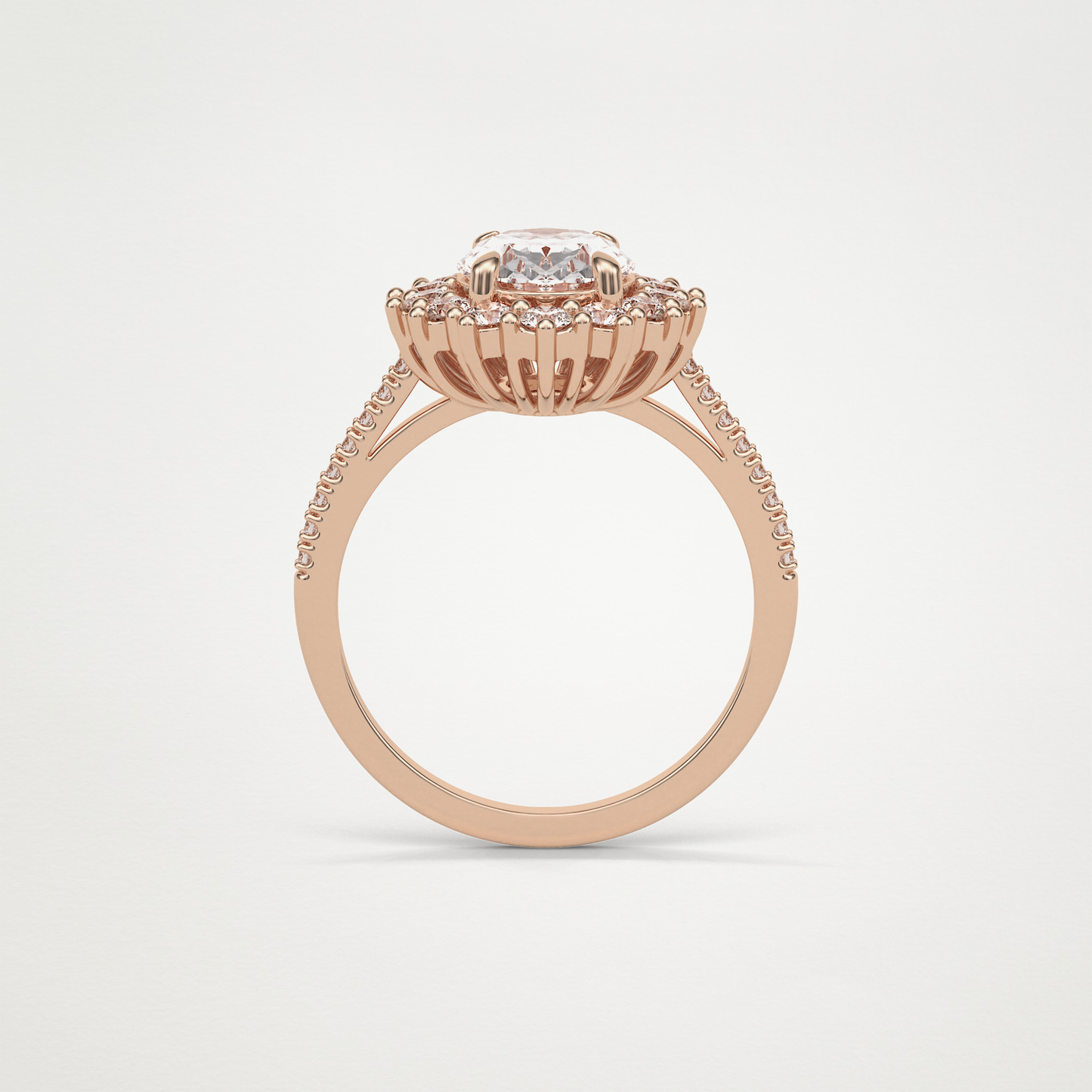 Oval Halo & Pave Moissanite Engagement Ring – 1.91 CT Lab-Created Brilliance in 10K/14K/18K Gold