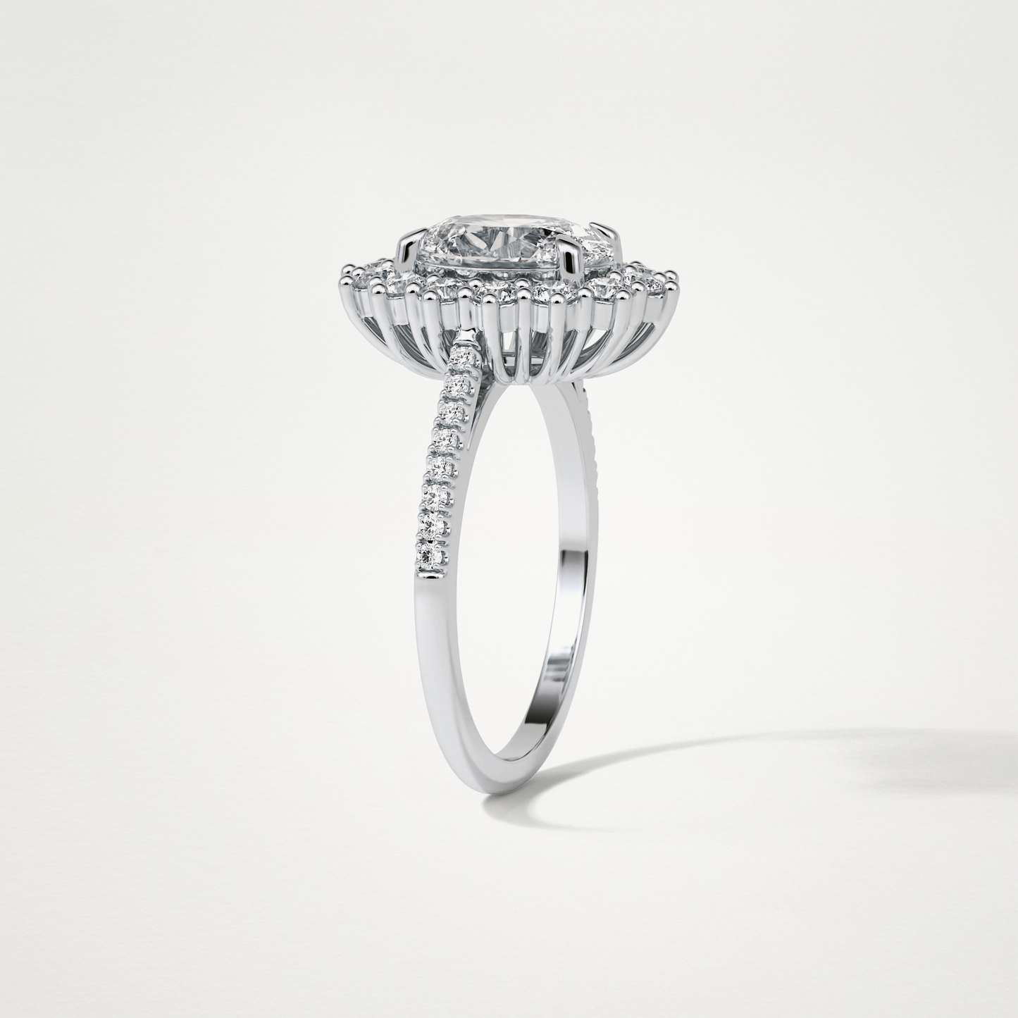Oval Halo & Pave Moissanite Engagement Ring – 1.91 CT Lab-Created Brilliance in 10K/14K/18K Gold