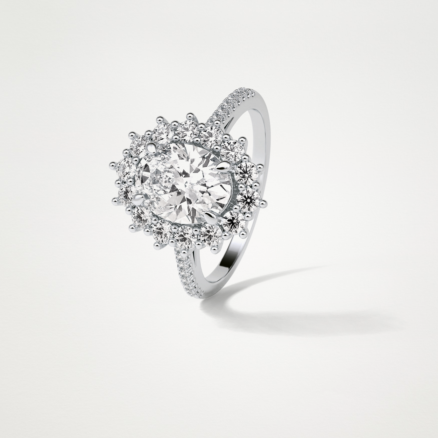 Oval Halo & Pave Moissanite Engagement Ring – 1.91 CT Lab-Created Brilliance in 10K/14K/18K Gold