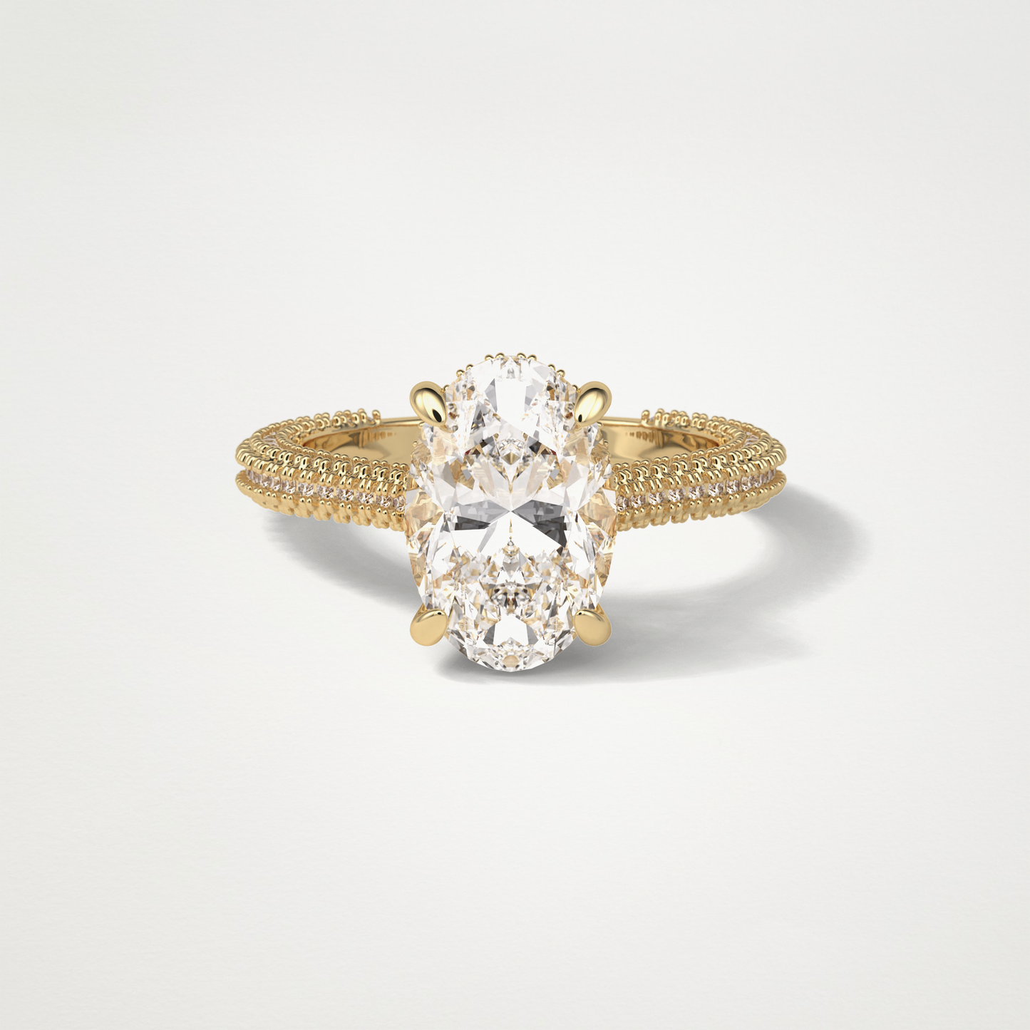 Oval Hidden Halo & Pave Moissanite Engagement Ring – 4 CT Lab-Created Brilliance in 10K/14K/18K Gold