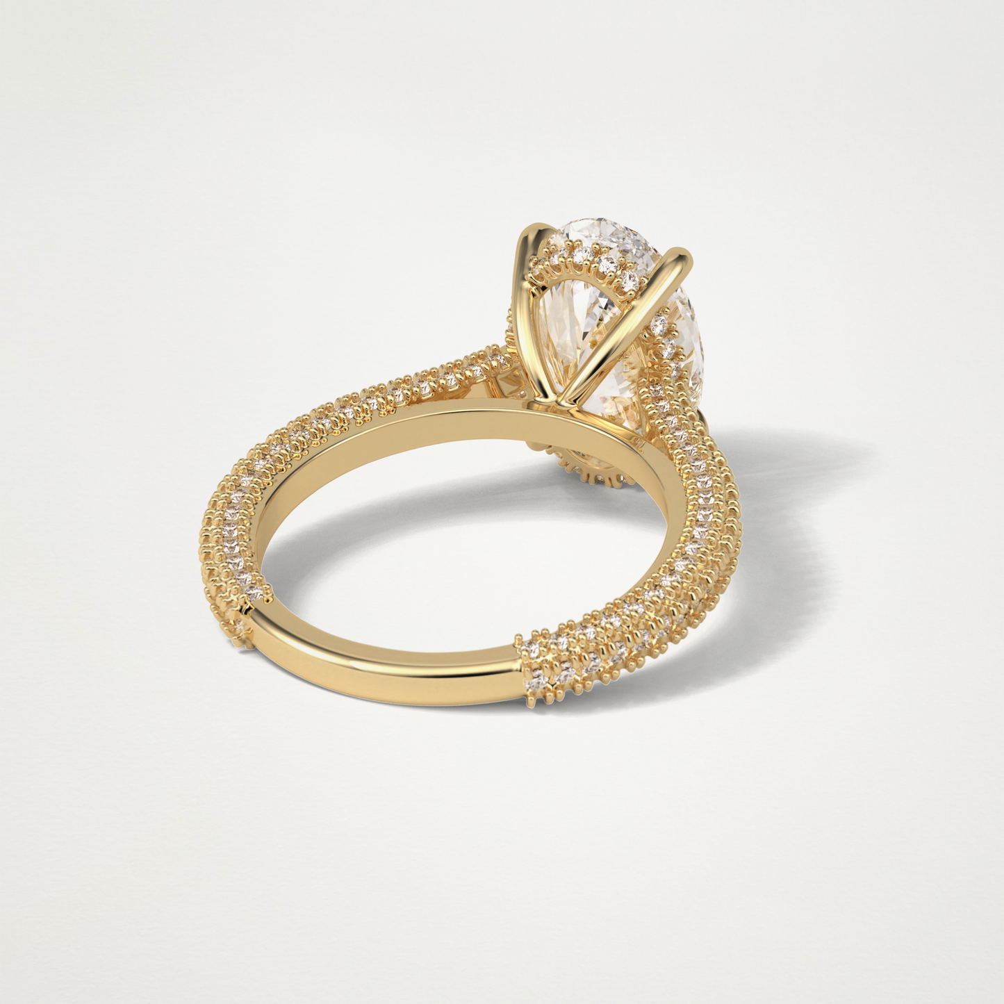 Oval Hidden Halo & Pave Moissanite Engagement Ring – 4 CT Lab-Created Brilliance in 10K/14K/18K Gold
