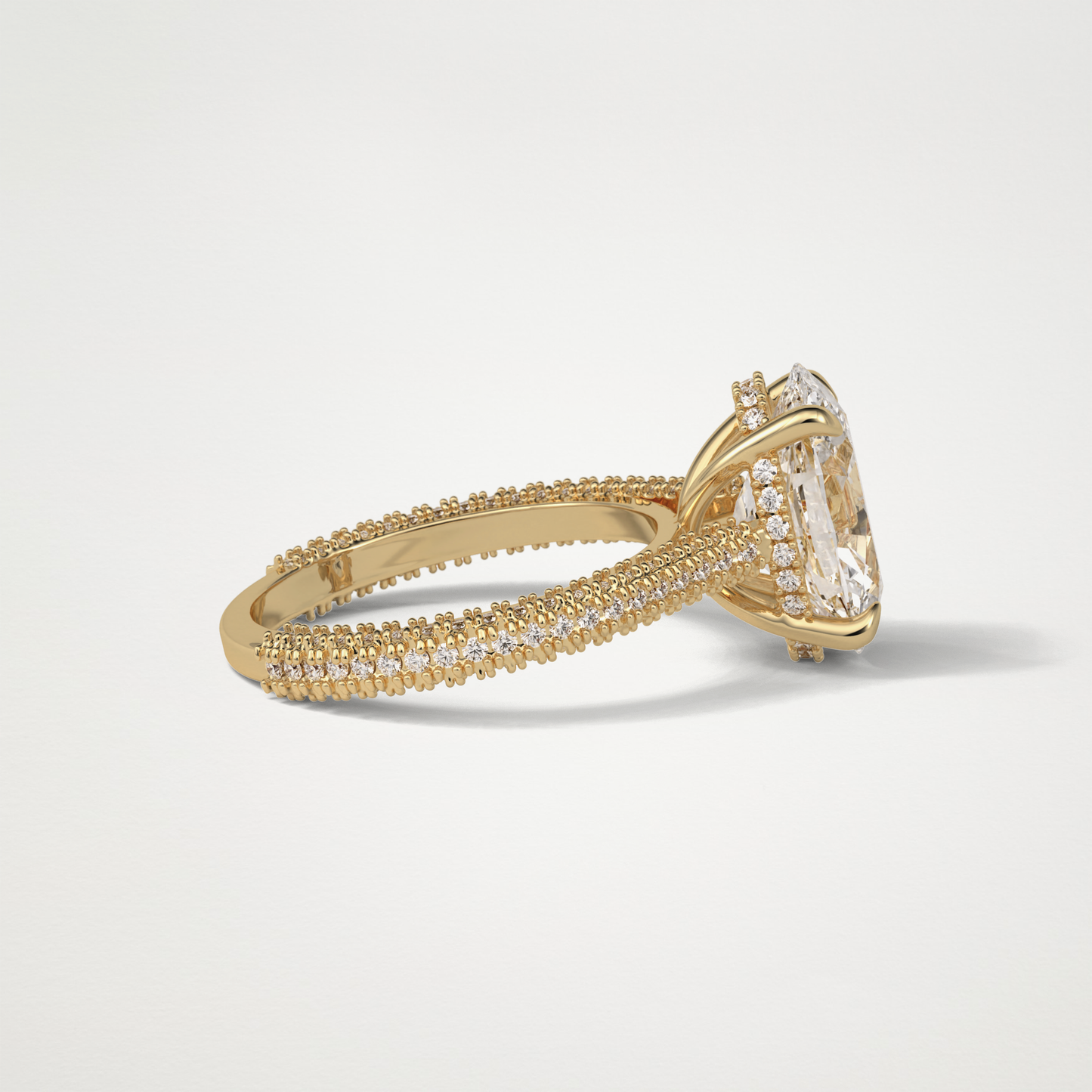 Oval Hidden Halo & Pave Moissanite Engagement Ring – 4 CT Lab-Created Brilliance in 10K/14K/18K Gold