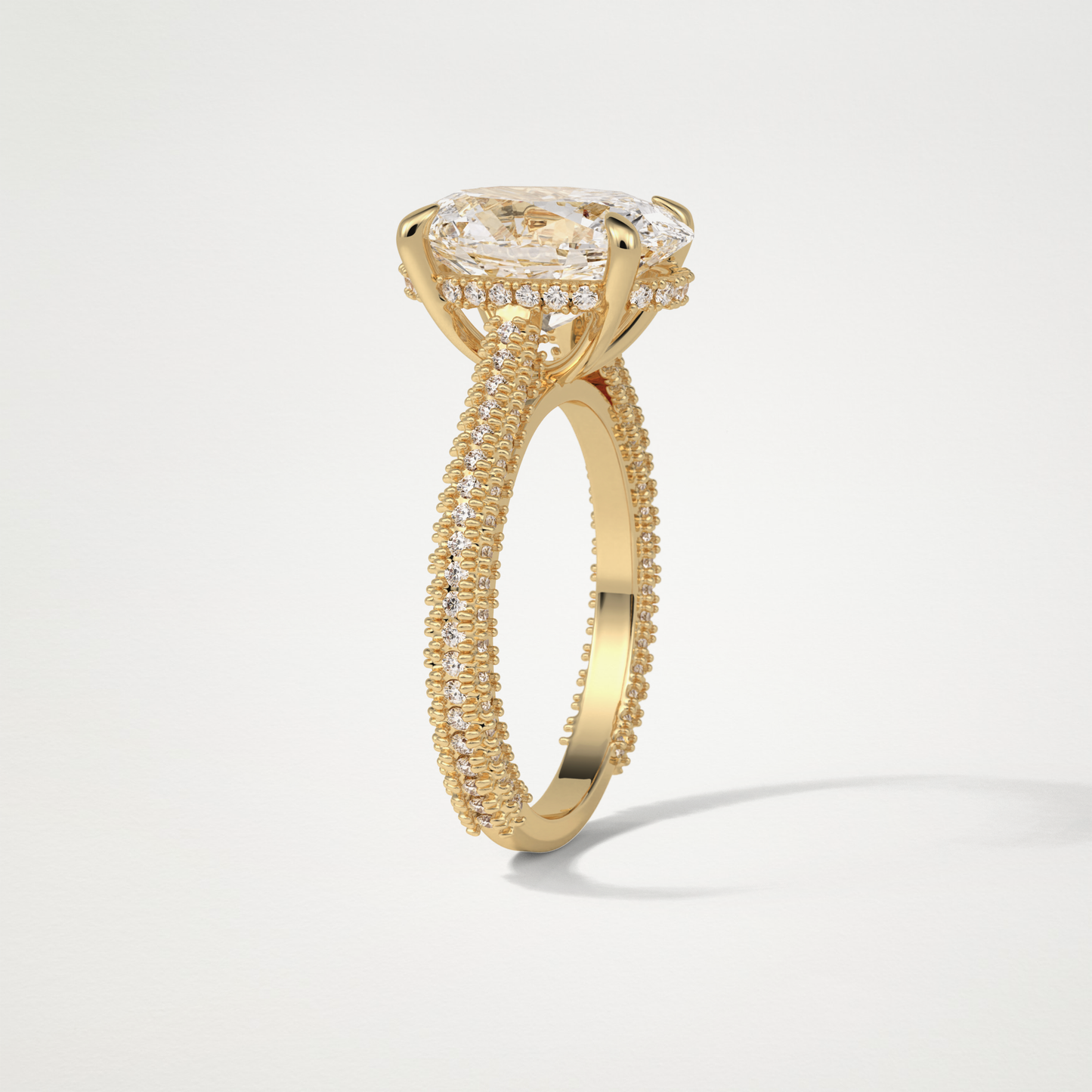 Oval Hidden Halo & Pave Moissanite Engagement Ring – 4 CT Lab-Created Brilliance in 10K/14K/18K Gold