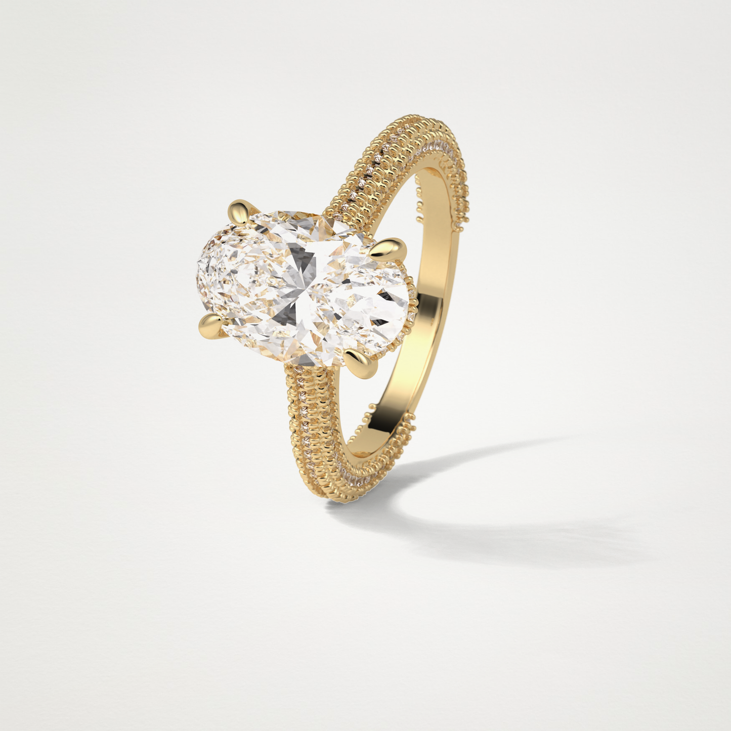Oval Hidden Halo & Pave Moissanite Engagement Ring – 4 CT Lab-Created Brilliance in 10K/14K/18K Gold