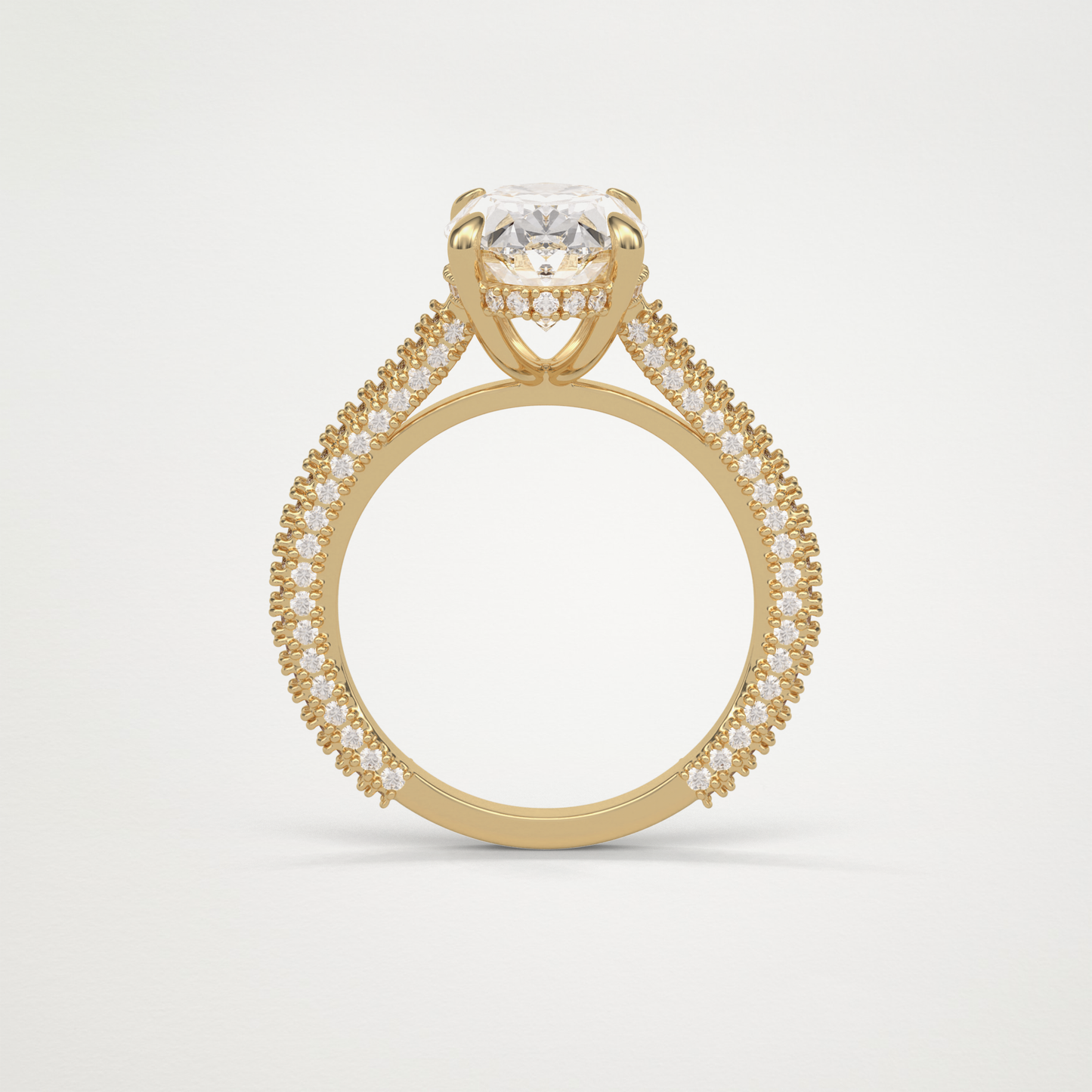 Oval Hidden Halo & Pave Moissanite Engagement Ring – 4 CT Lab-Created Brilliance in 10K/14K/18K Gold