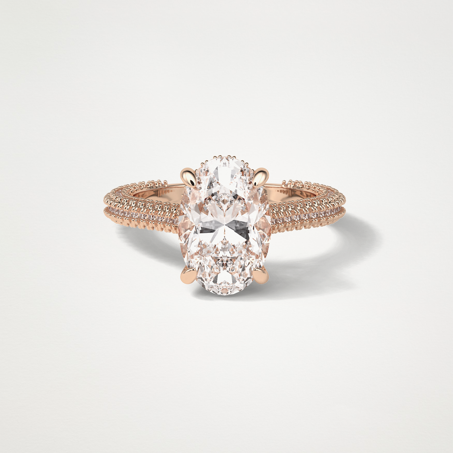Oval Hidden Halo & Pave Moissanite Engagement Ring – 4 CT Lab-Created Brilliance in 10K/14K/18K Gold