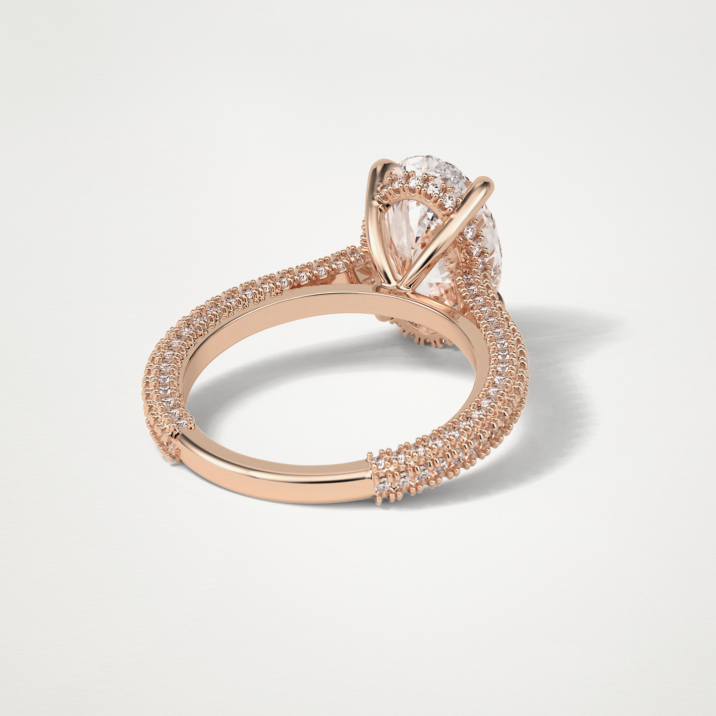 Oval Hidden Halo & Pave Moissanite Engagement Ring – 4 CT Lab-Created Brilliance in 10K/14K/18K Gold