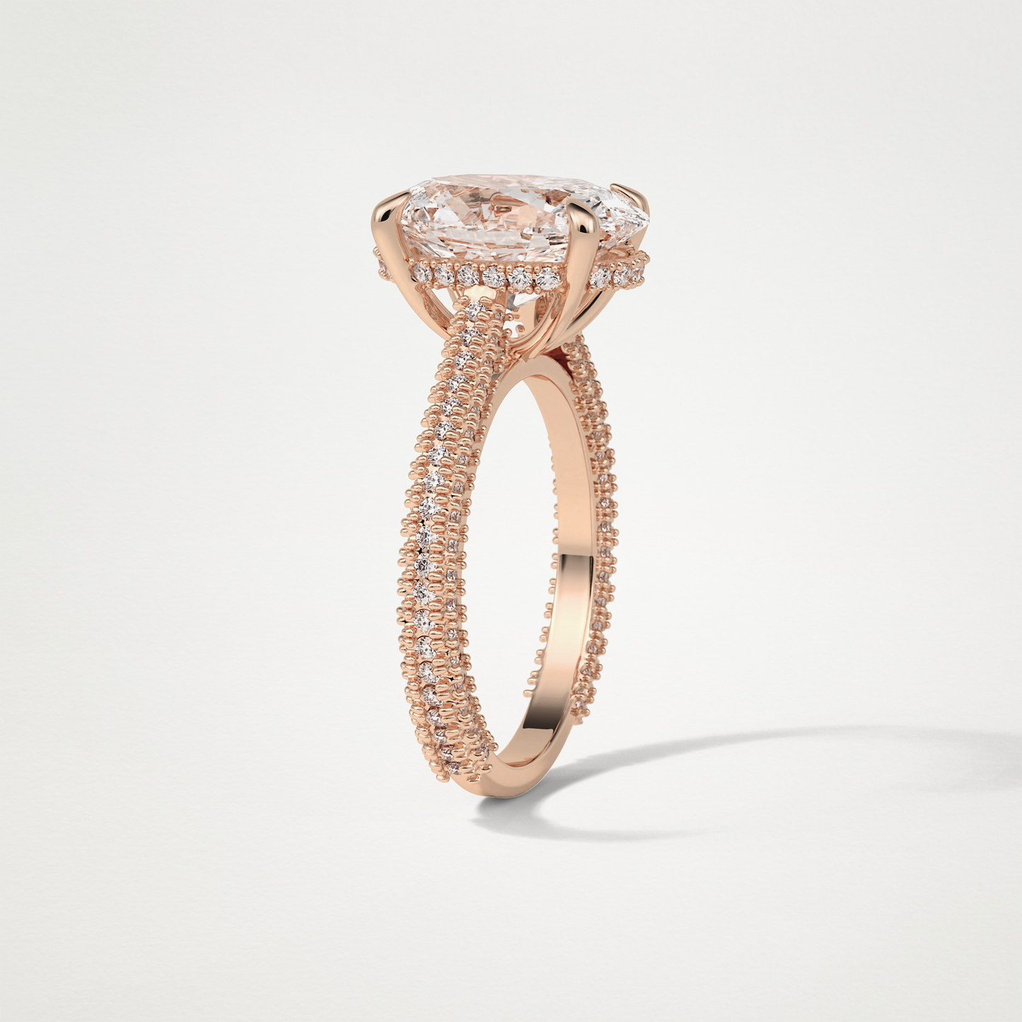Oval Hidden Halo & Pave Moissanite Engagement Ring – 4 CT Lab-Created Brilliance in 10K/14K/18K Gold