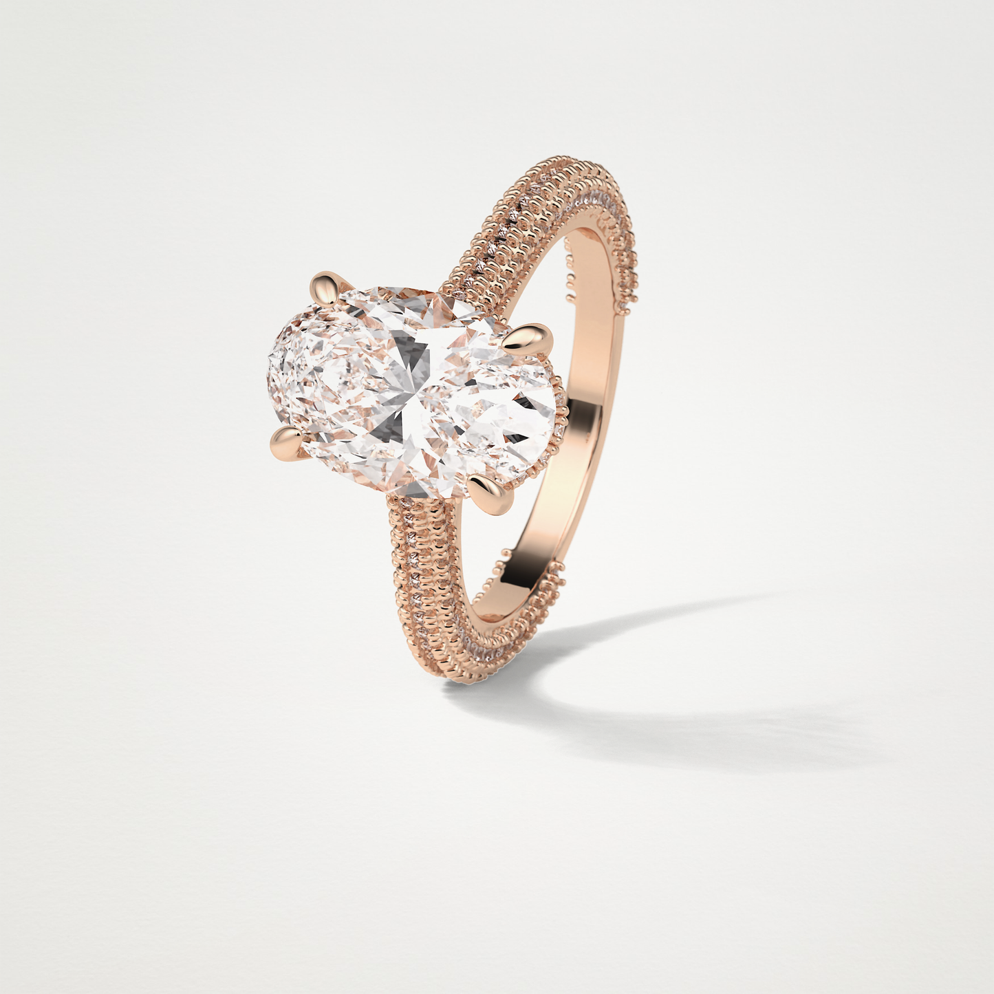 Oval Hidden Halo & Pave Moissanite Engagement Ring – 4 CT Lab-Created Brilliance in 10K/14K/18K Gold