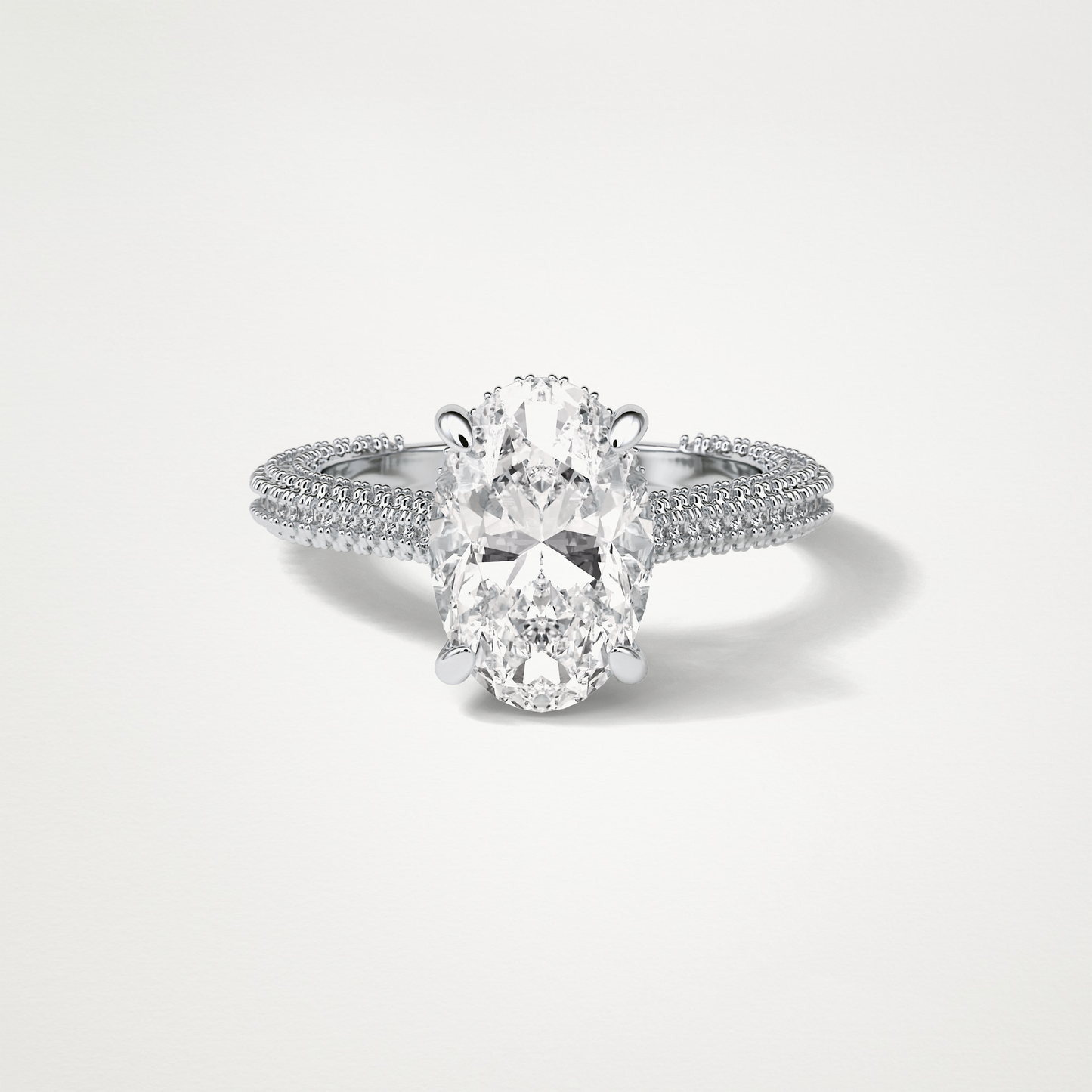 Oval Hidden Halo & Pave Moissanite Engagement Ring – 4 CT Lab-Created Brilliance in 10K/14K/18K Gold