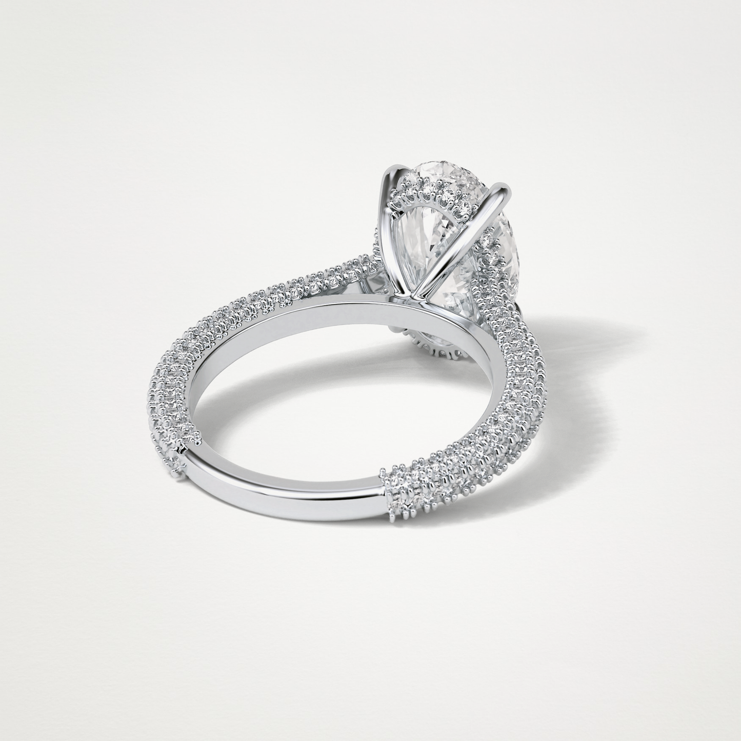 Oval Hidden Halo & Pave Moissanite Engagement Ring – 4 CT Lab-Created Brilliance in 10K/14K/18K Gold
