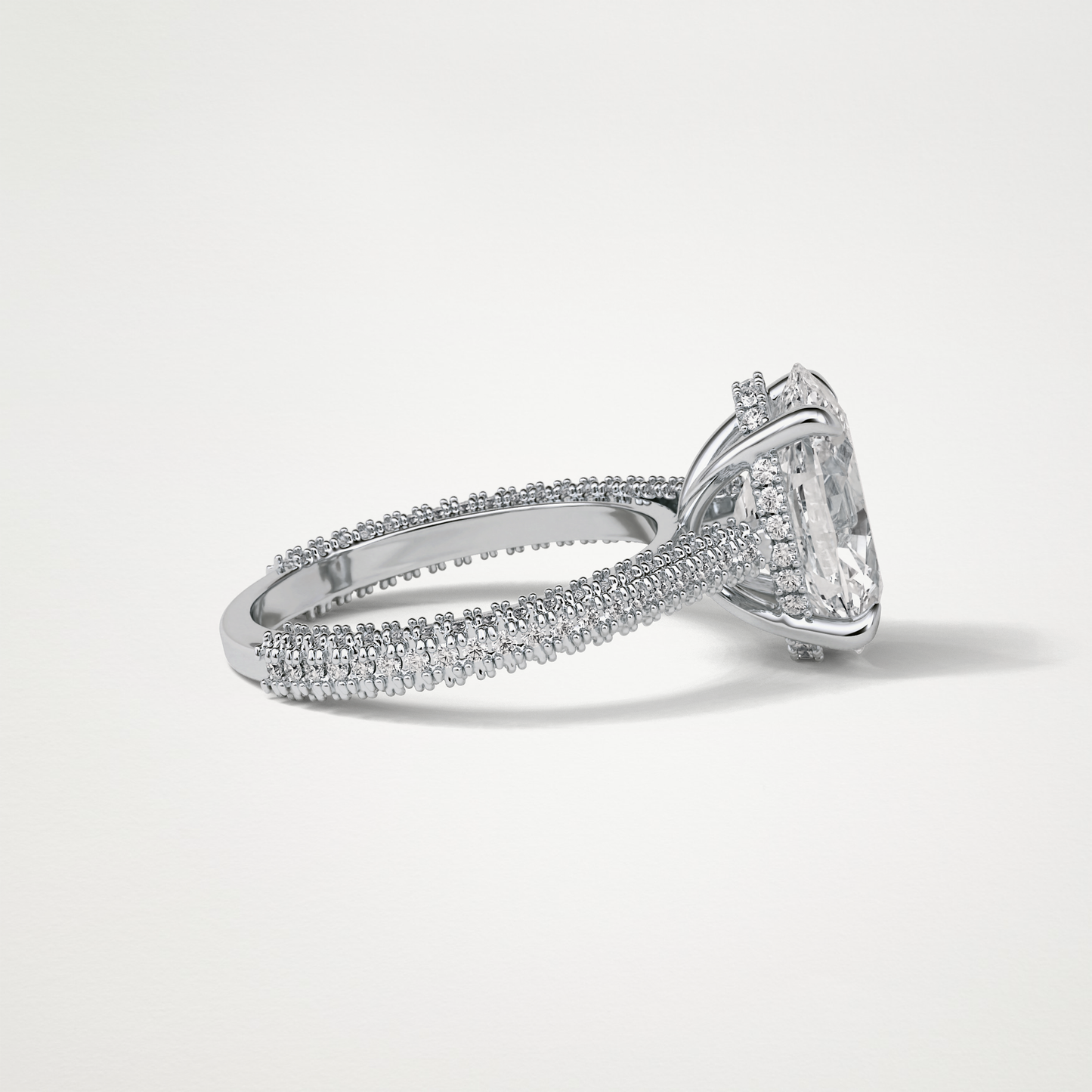 Oval Hidden Halo & Pave Moissanite Engagement Ring – 4 CT Lab-Created Brilliance in 10K/14K/18K Gold
