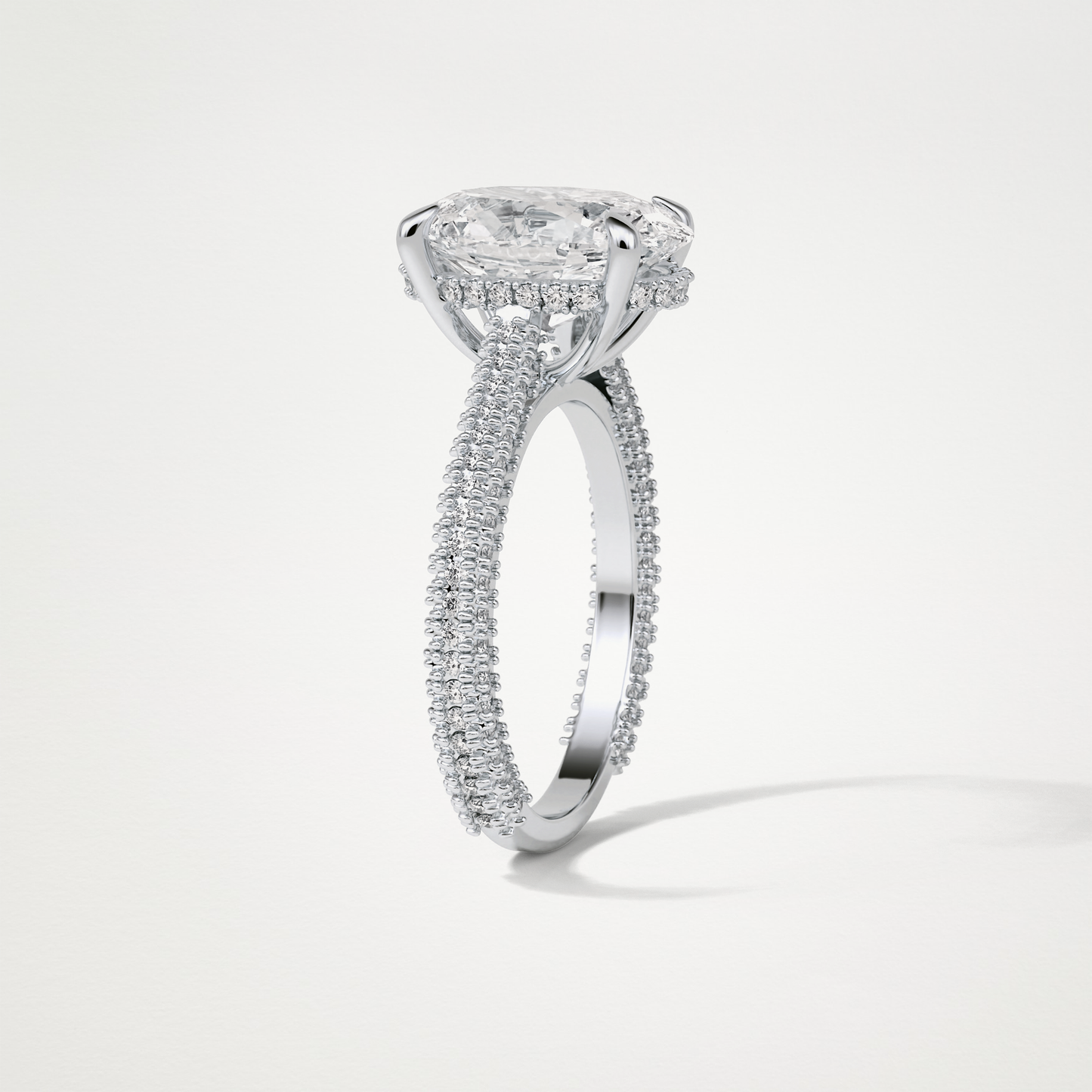 Oval Hidden Halo & Pave Moissanite Engagement Ring – 4 CT Lab-Created Brilliance in 10K/14K/18K Gold