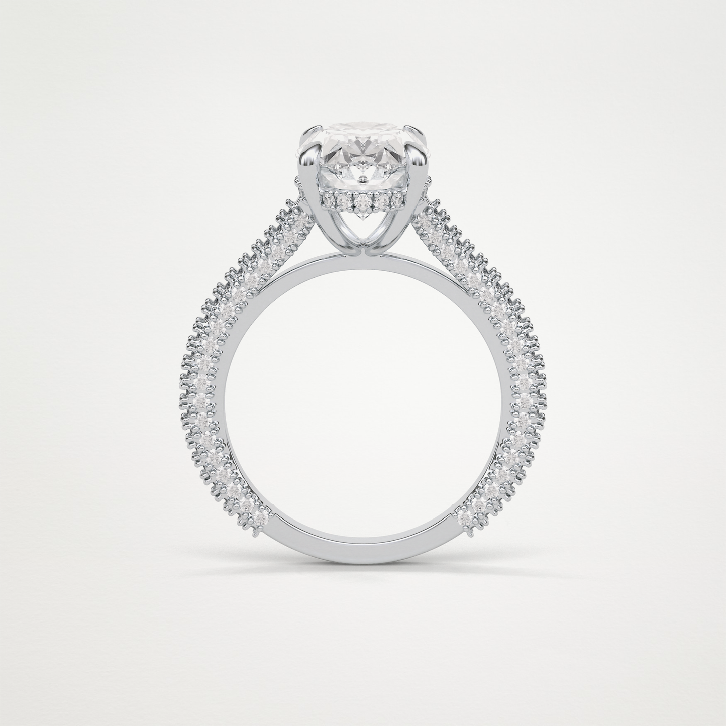 Oval Hidden Halo & Pave Moissanite Engagement Ring – 4 CT Lab-Created Brilliance in 10K/14K/18K Gold