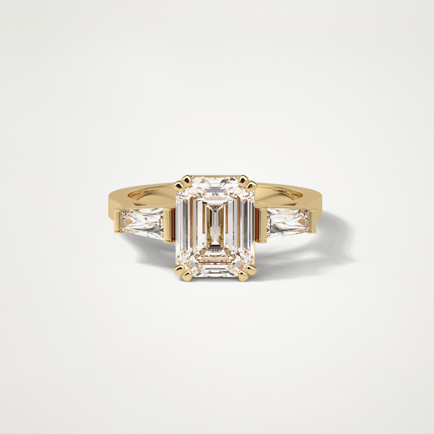 Emerald 3 Stone Moissanite Engagement Ring – 2.30 CT Lab-Created Brilliance in 10K/14K/18K Gold