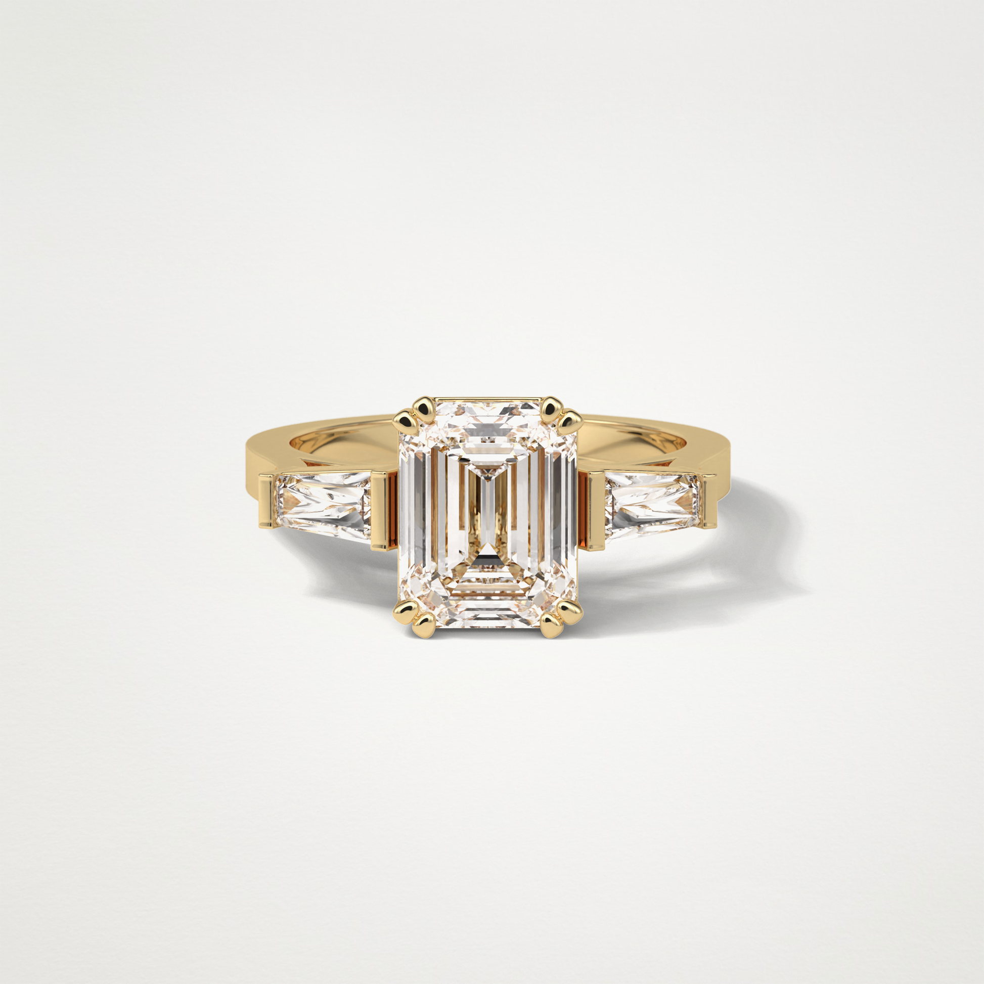 Emerald 3 Stone Moissanite Engagement Ring – 2.30 CT Lab-Created Brilliance in 10K/14K/18K Gold
