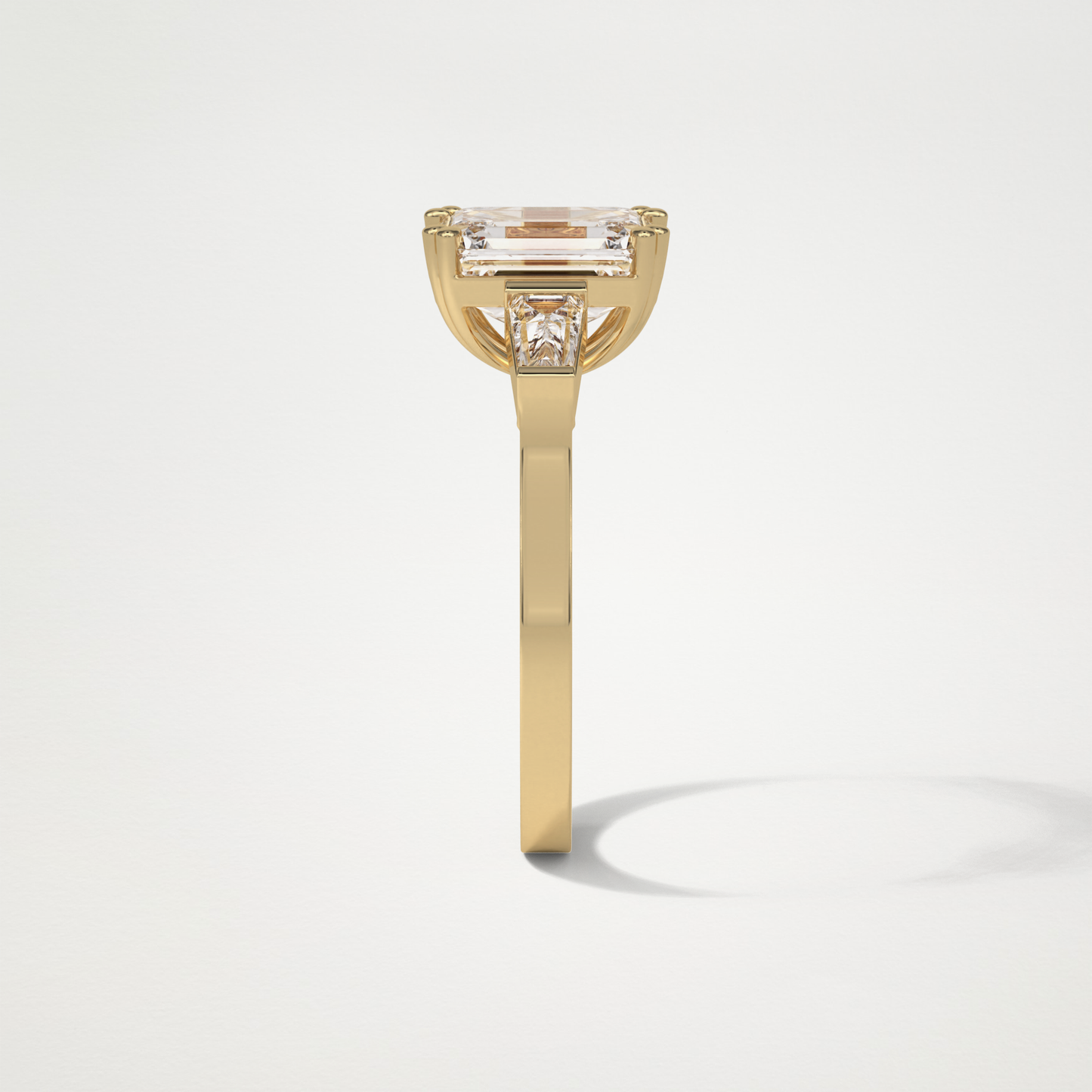 Emerald 3 Stone Moissanite Engagement Ring – 2.30 CT Lab-Created Brilliance in 10K/14K/18K Gold