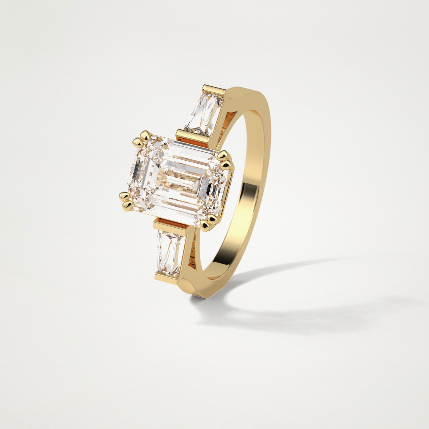 Emerald 3 Stone Moissanite Engagement Ring – 2.30 CT Lab-Created Brilliance in 10K/14K/18K Gold