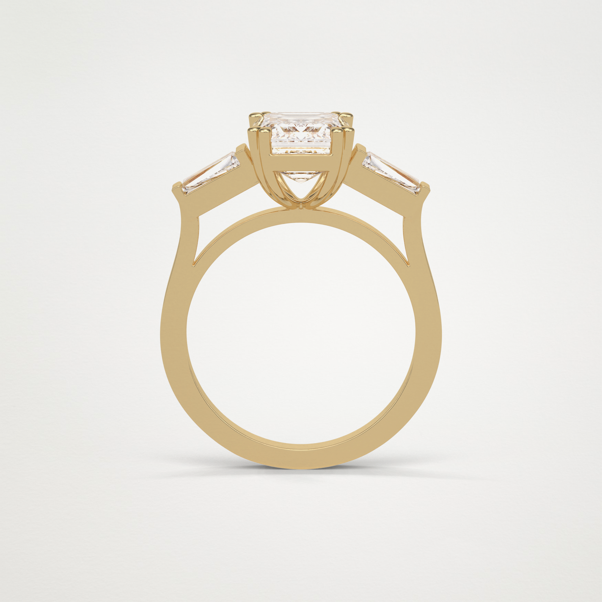 Emerald 3 Stone Moissanite Engagement Ring – 2.30 CT Lab-Created Brilliance in 10K/14K/18K Gold