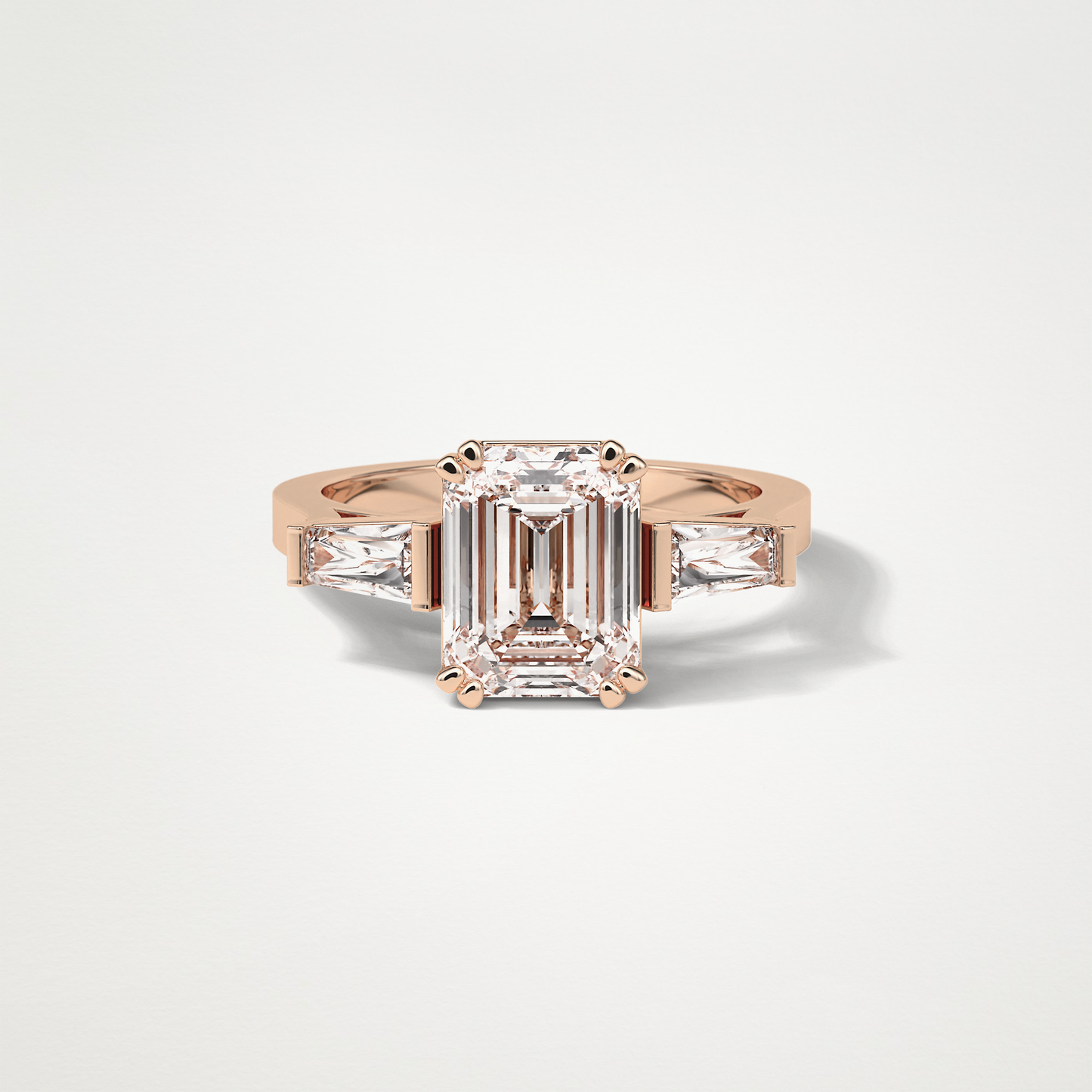 Emerald 3 Stone Moissanite Engagement Ring – 2.30 CT Lab-Created Brilliance in 10K/14K/18K Gold