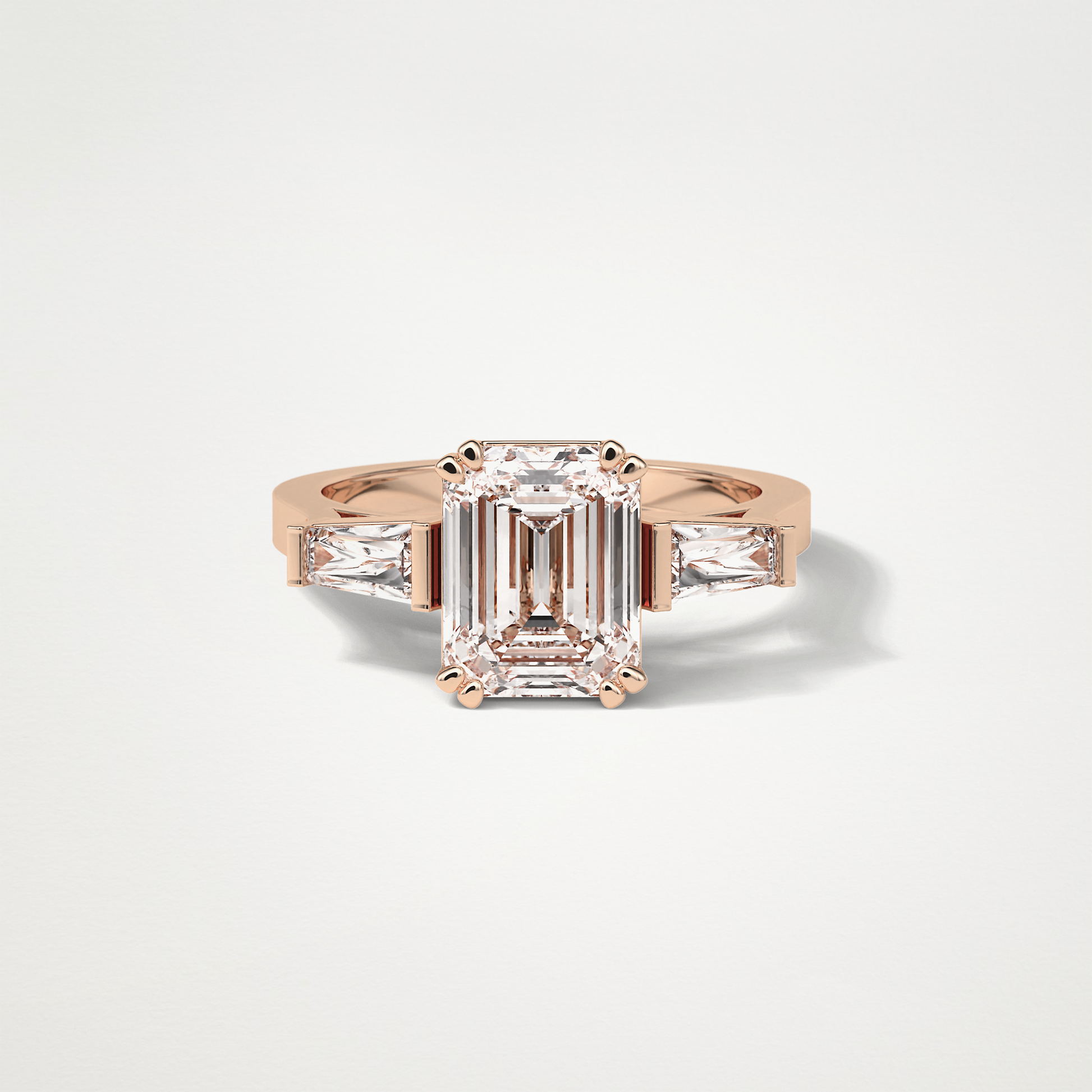 Emerald 3 Stone Moissanite Engagement Ring – 2.30 CT Lab-Created Brilliance in 10K/14K/18K Gold