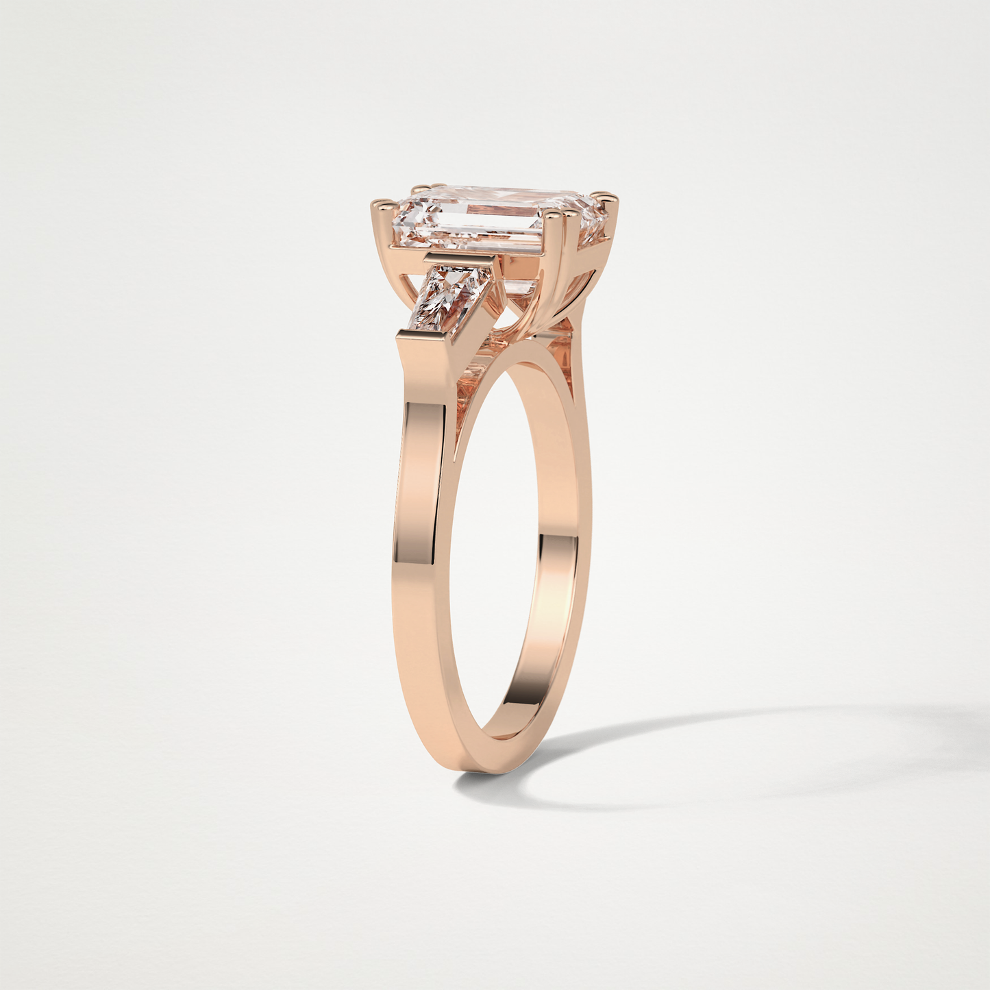 Emerald 3 Stone Moissanite Engagement Ring – 2.30 CT Lab-Created Brilliance in 10K/14K/18K Gold