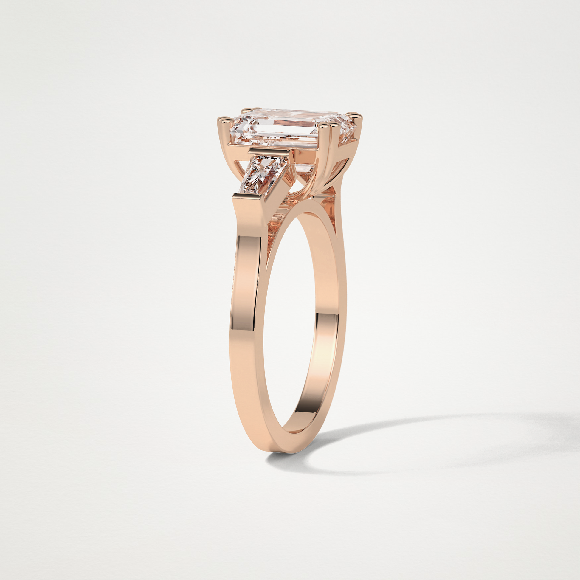 Emerald 3 Stone Moissanite Engagement Ring – 2.30 CT Lab-Created Brilliance in 10K/14K/18K Gold