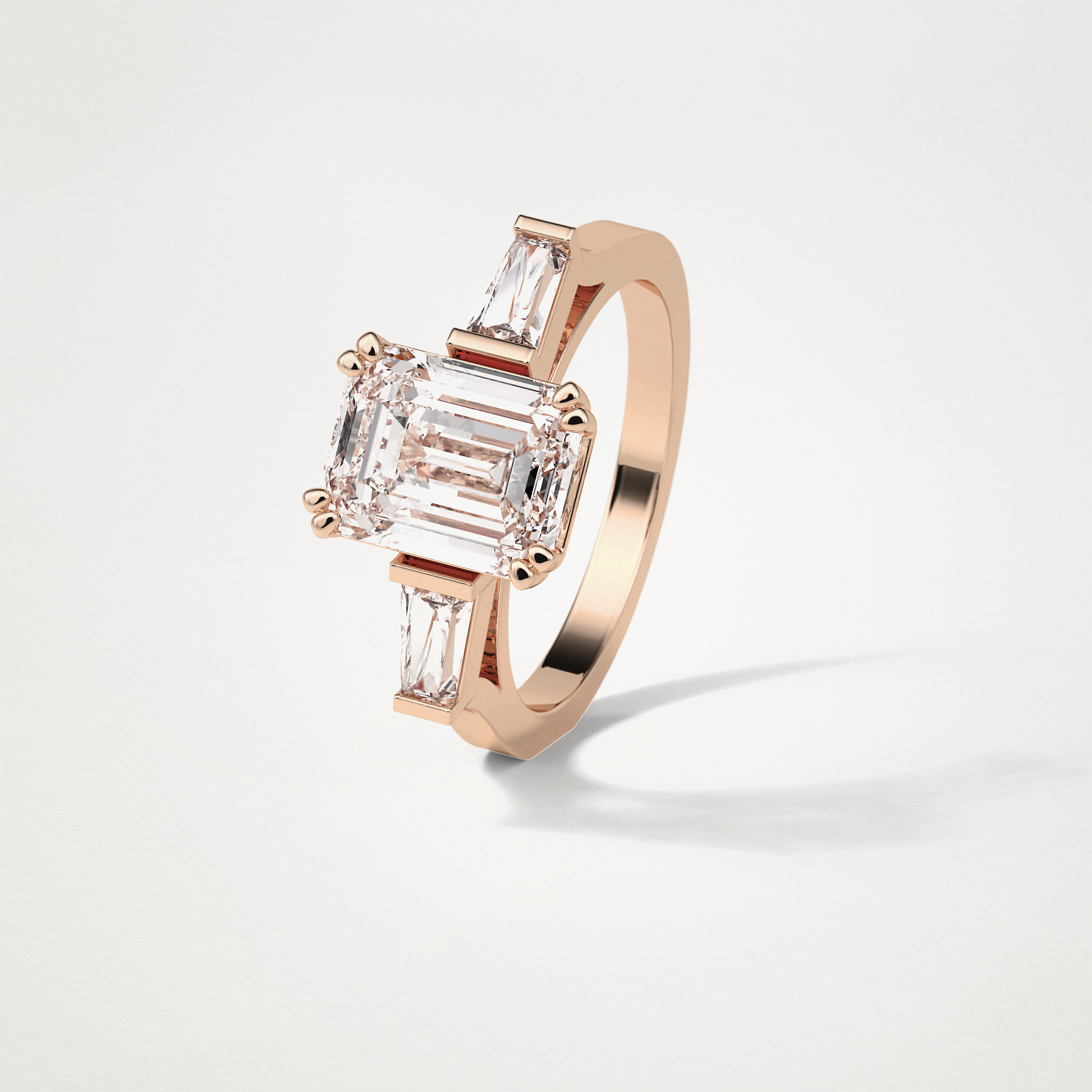 Emerald 3 Stone Moissanite Engagement Ring – 2.30 CT Lab-Created Brilliance in 10K/14K/18K Gold