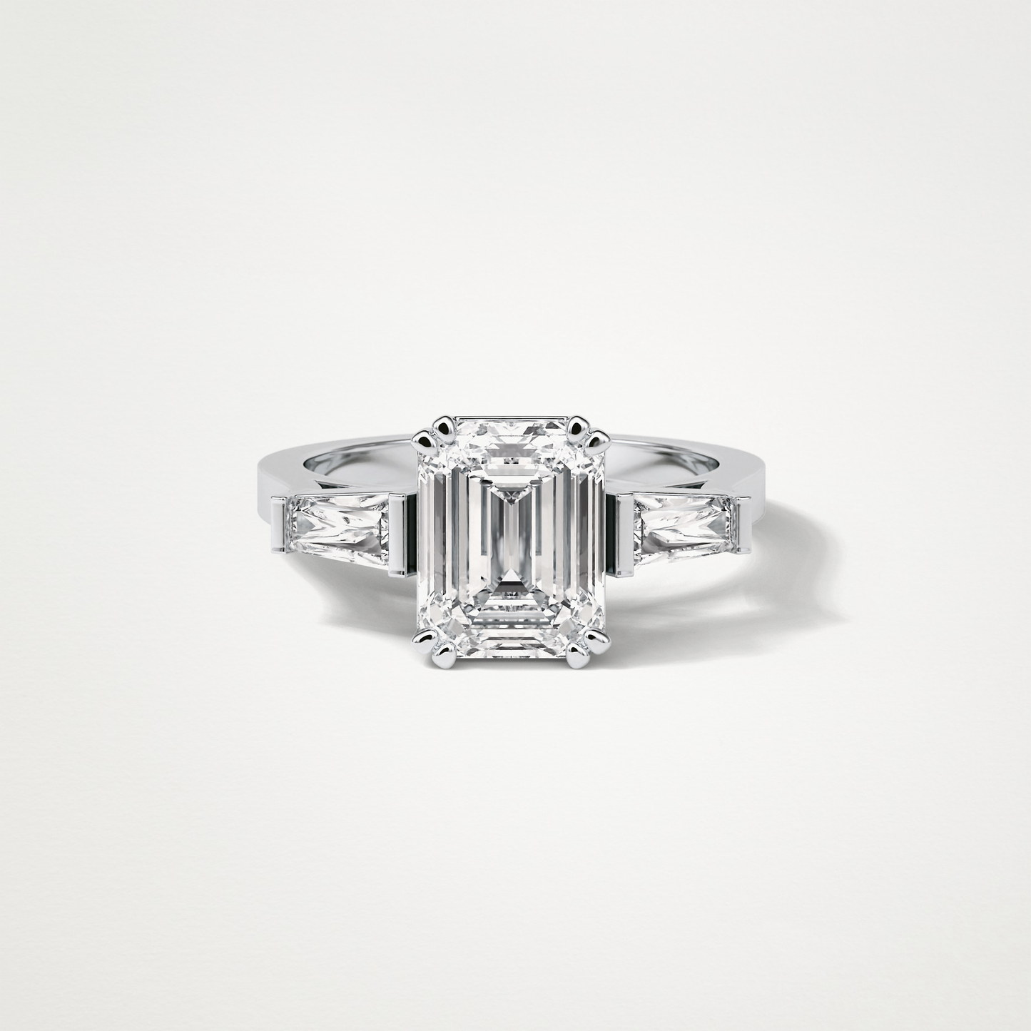 Emerald 3 Stone Moissanite Engagement Ring – 2.30 CT Lab-Created Brilliance in 10K/14K/18K Gold
