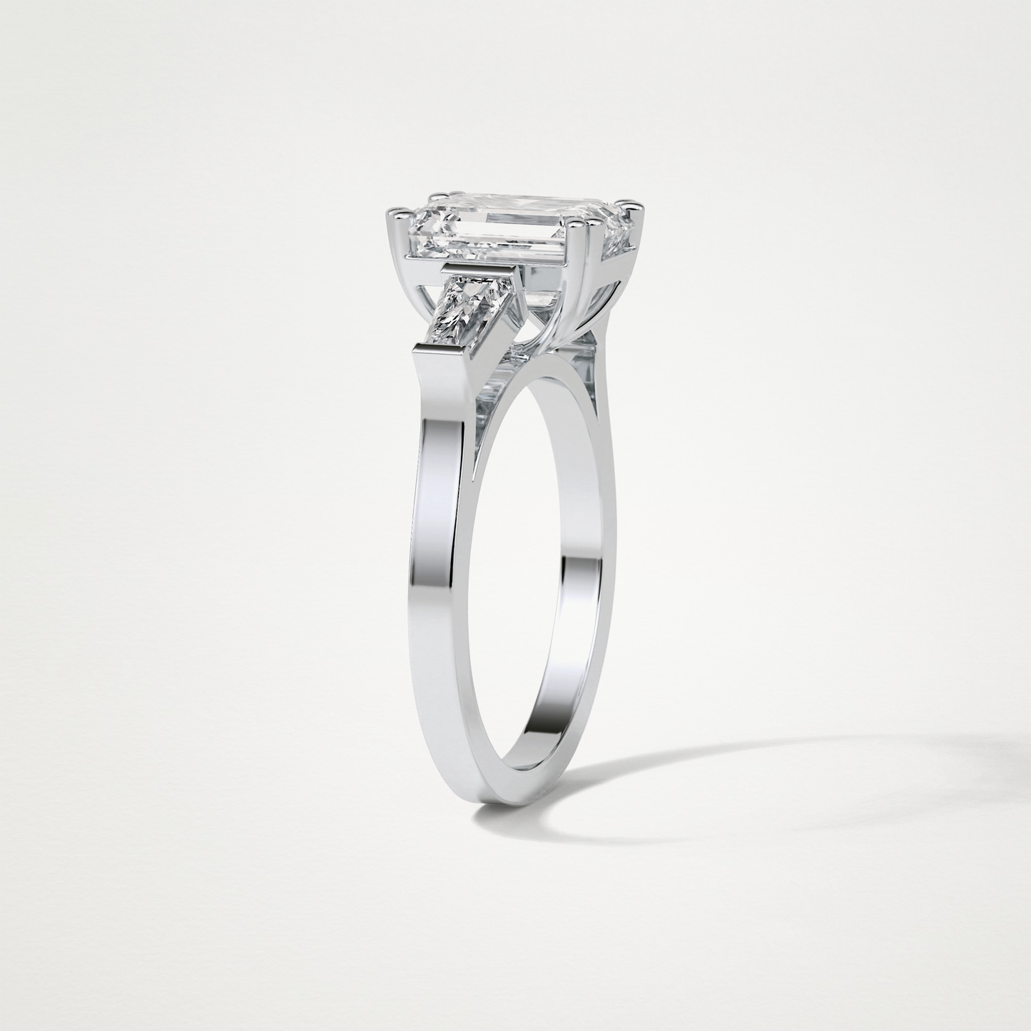 Emerald 3 Stone Moissanite Engagement Ring – 2.30 CT Lab-Created Brilliance in 10K/14K/18K Gold