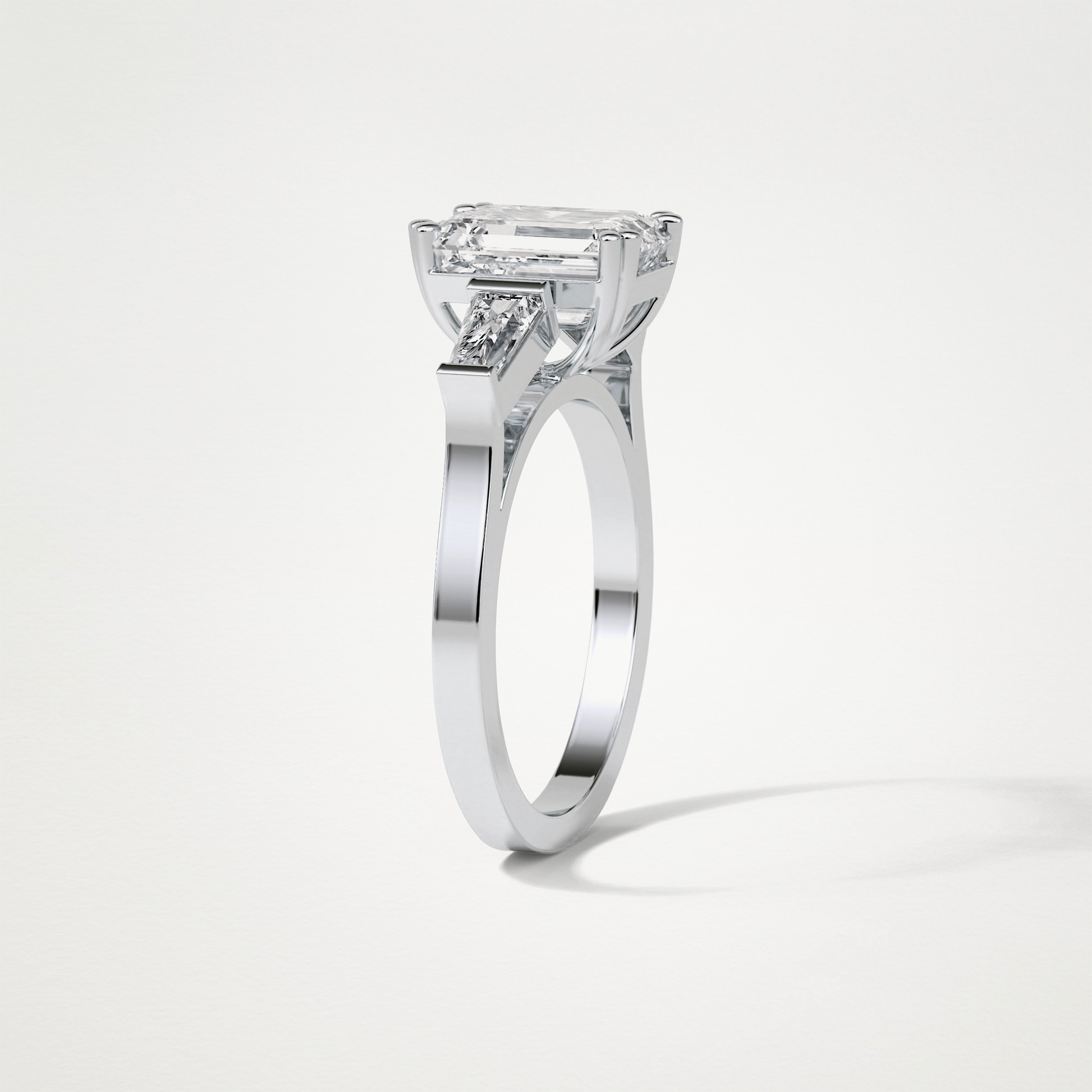 Emerald 3 Stone Moissanite Engagement Ring – 2.30 CT Lab-Created Brilliance in 10K/14K/18K Gold