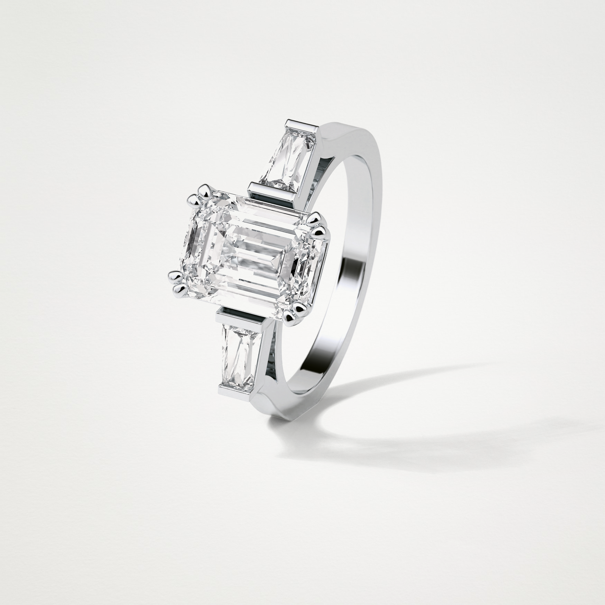 Emerald 3 Stone Moissanite Engagement Ring – 2.30 CT Lab-Created Brilliance in 10K/14K/18K Gold