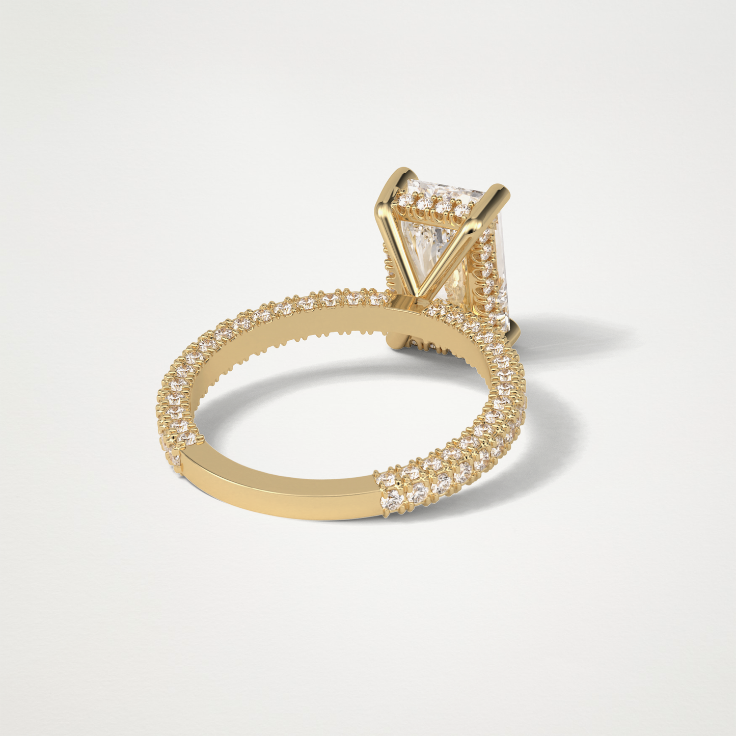 Radiant Hidden Halo & Pave Moissanite Engagement Ring – 2.6 CT Lab-Created Brilliance in 10K/14K/18K Gold